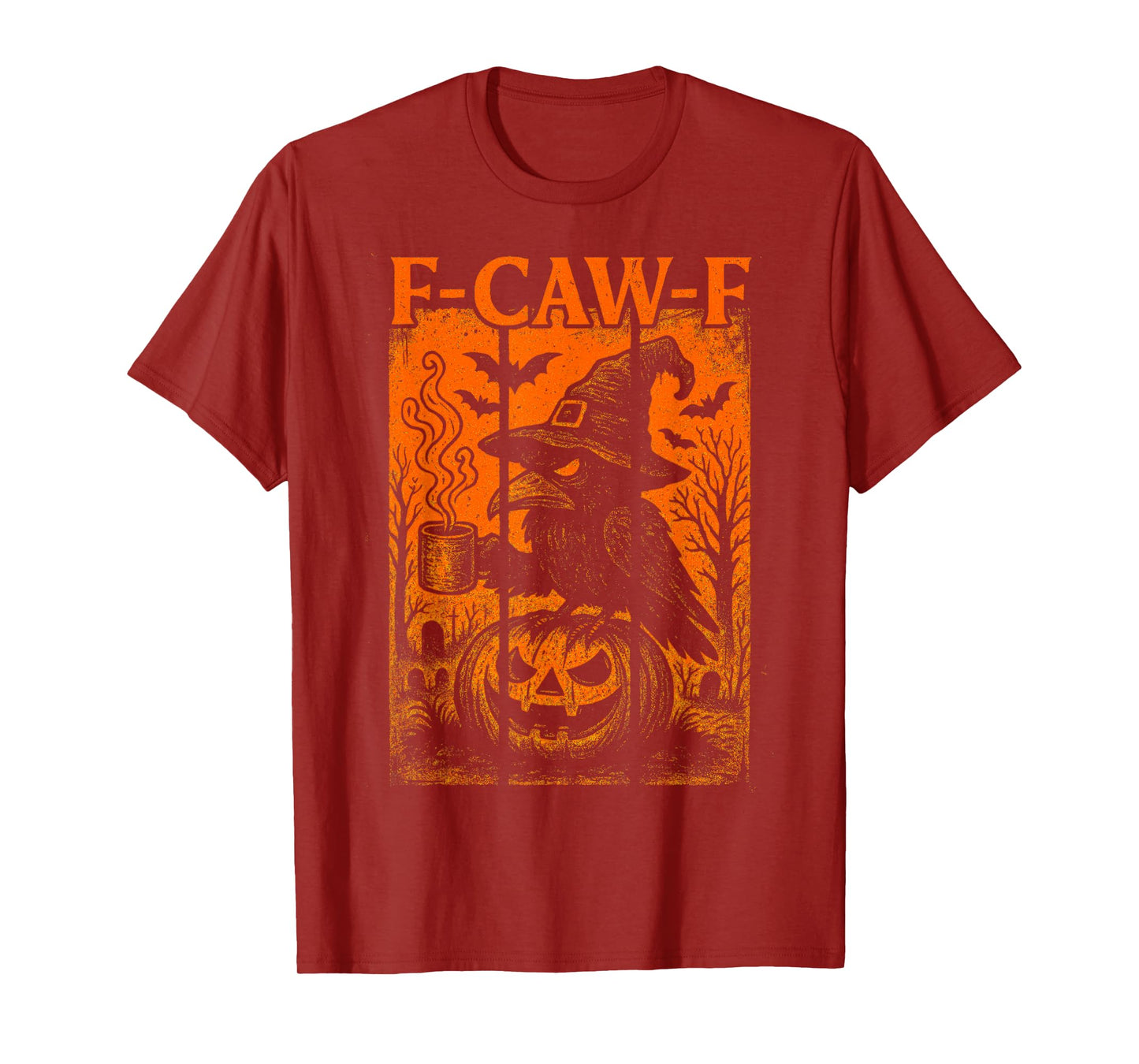 Funny F-Caw-F Raven Black Crow Spooky Season Halloween Retro T-Shirt
