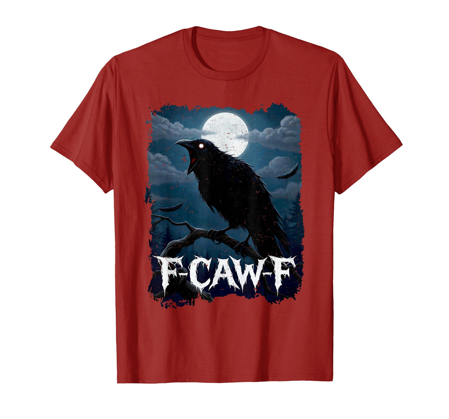 Funny Crow F-CAW-F Graphic Gothic Black Raven Moon Halloween T-Shirt