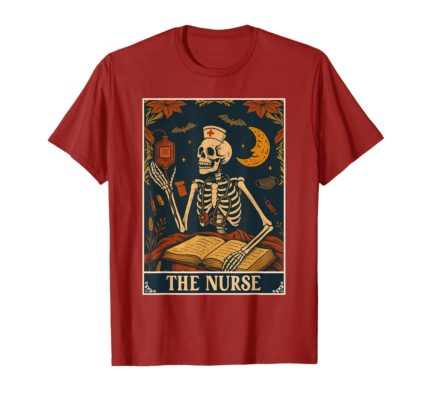 The Nurse Tarot Card Skeleton RN Skeleton Nursing Medical T-Shirt