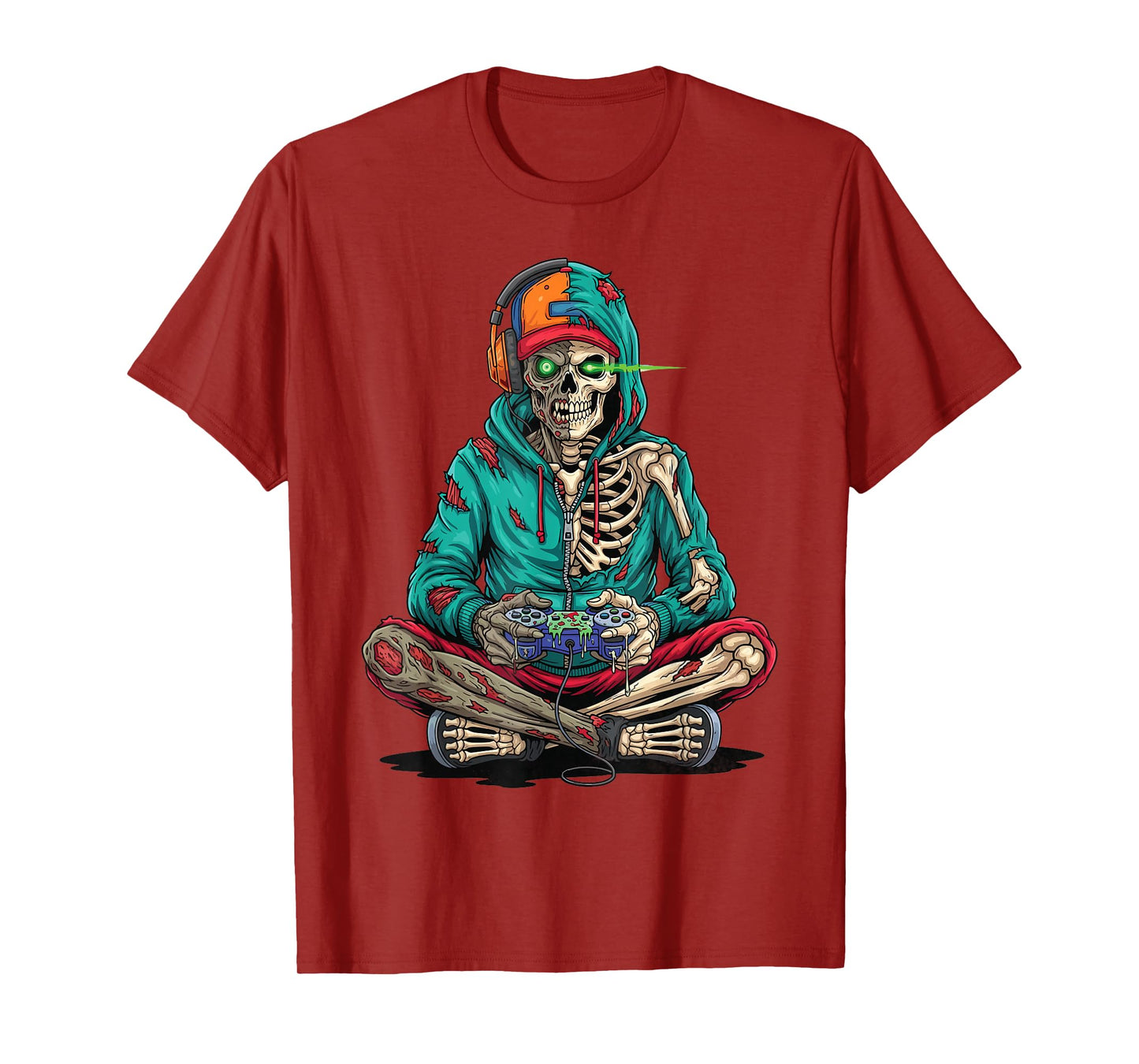 Halloween Scary Gamer Zombie Skeleton T-Shirt