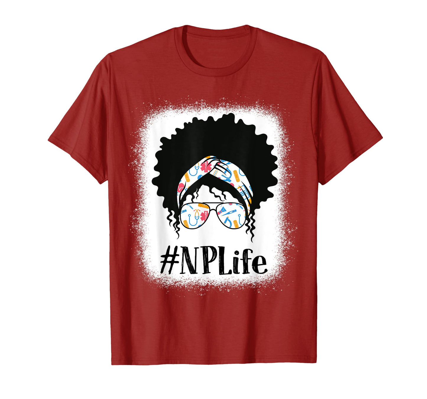 NP Nurse Practitioner Black Afro Messy Bun African American T-Shirt