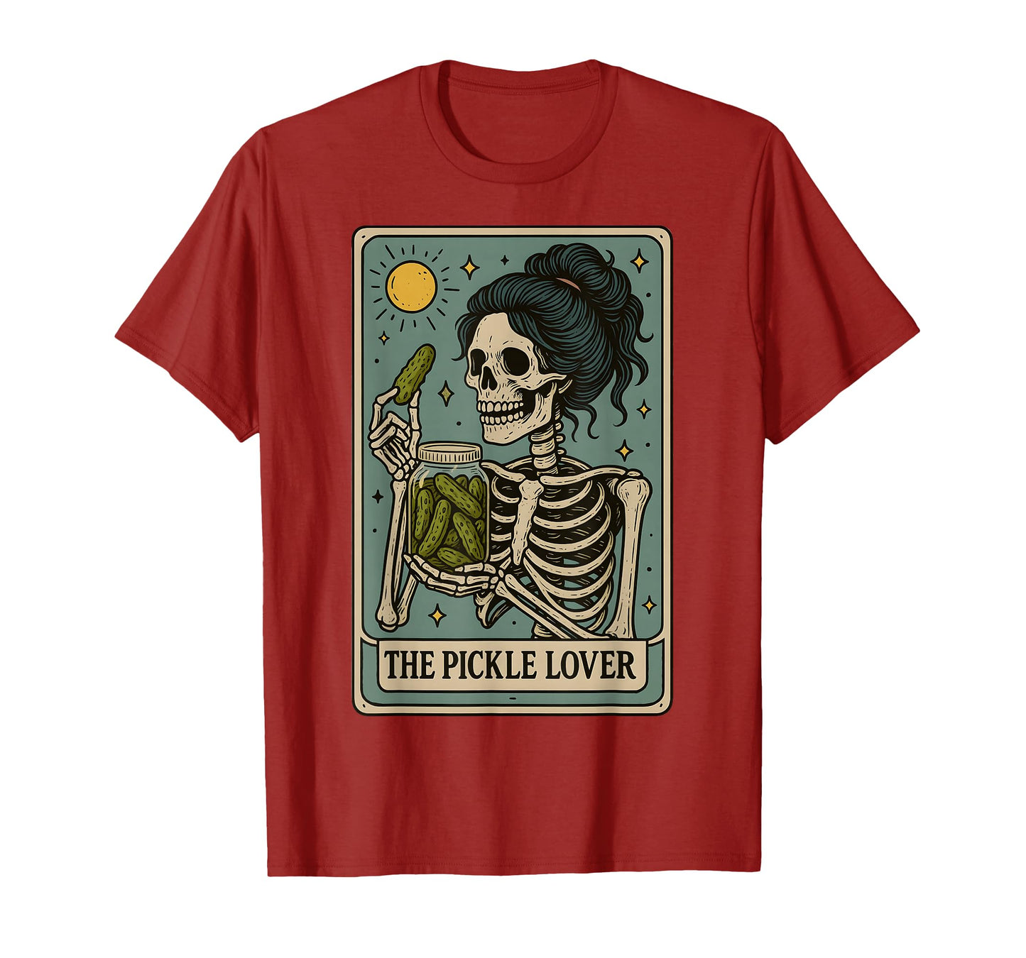 Funny The Pickle Lover Tarot Card Skeleton Women Goth Girl T-Shirt