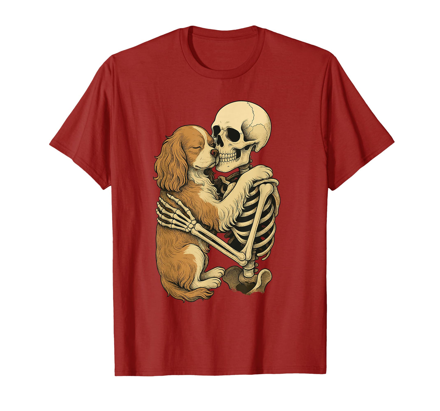 Skeleton Hugging Cavalier King Charles Spaniel T-Shirt