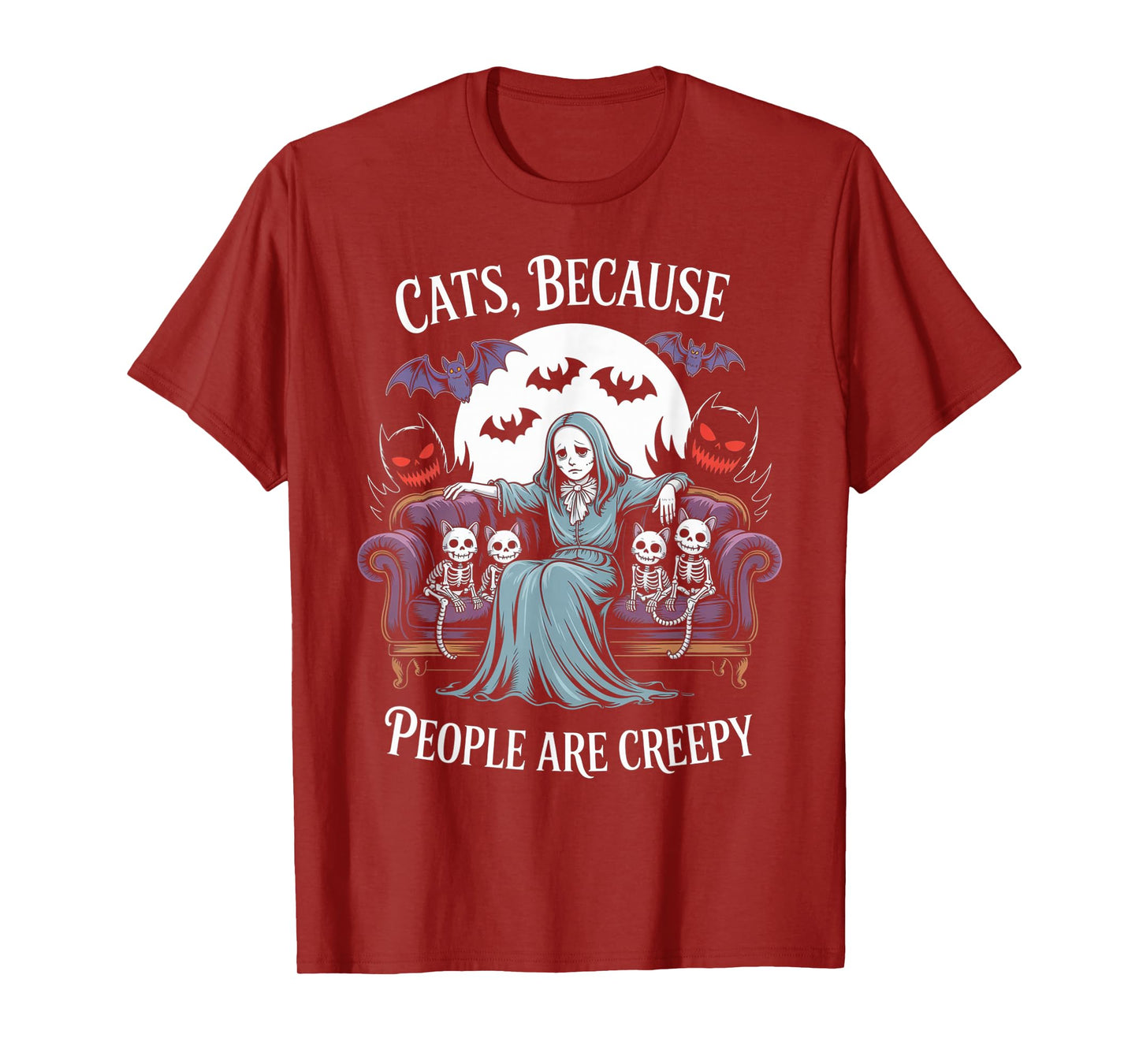 Cats Because People are Creepy Ghost Halloween Cat Mom Kids T-Shirt