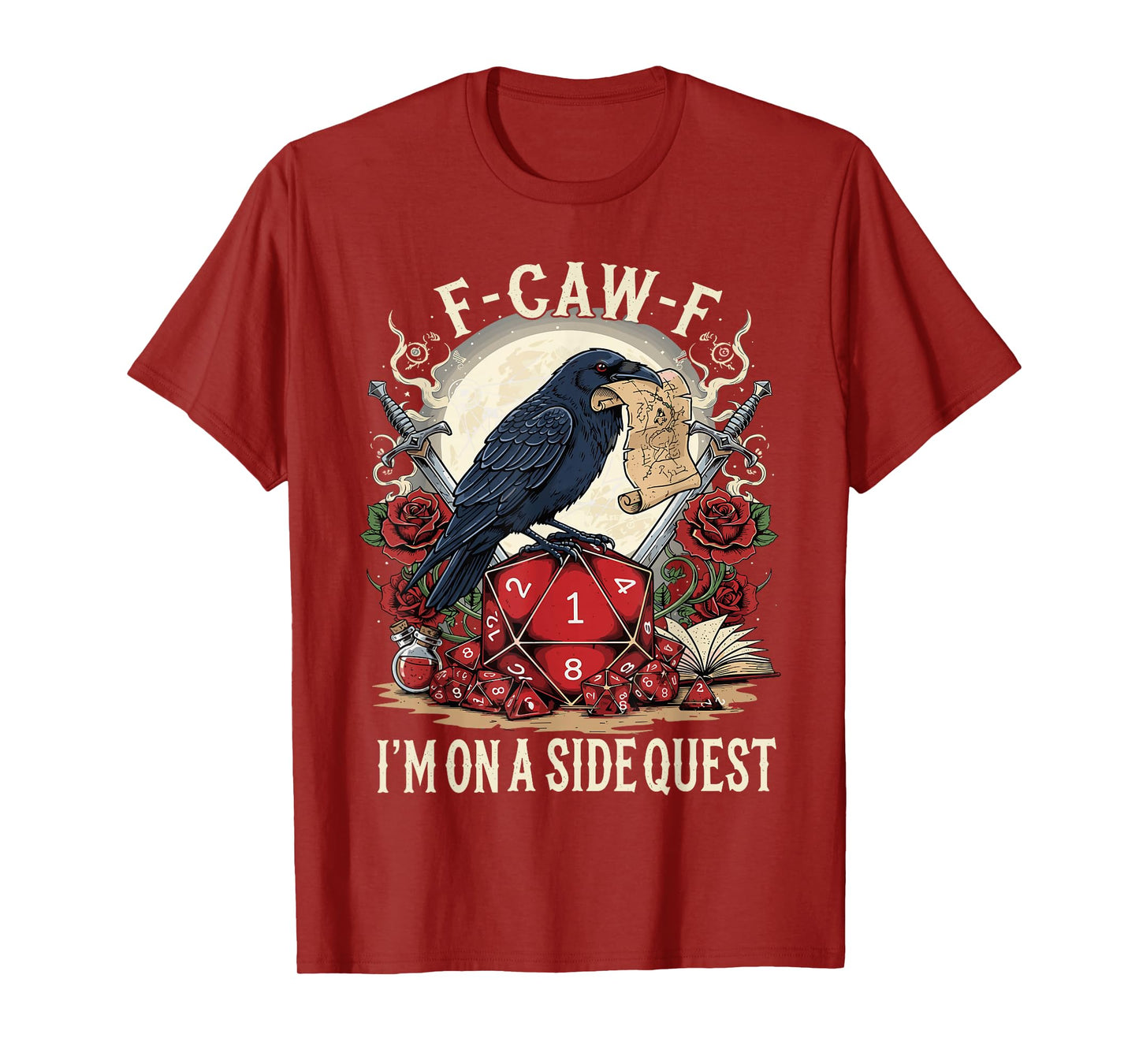 F-CAW-F Raven Dice Side Quest Black Crow RPG Gamer Tabletop T-Shirt