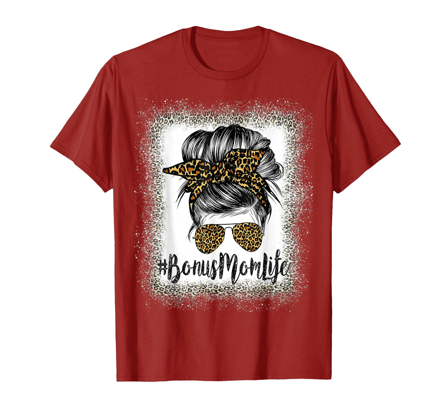 Bonus Mom Life Hair Bandana Glasses Leopard Mother's Day T T-Shirt