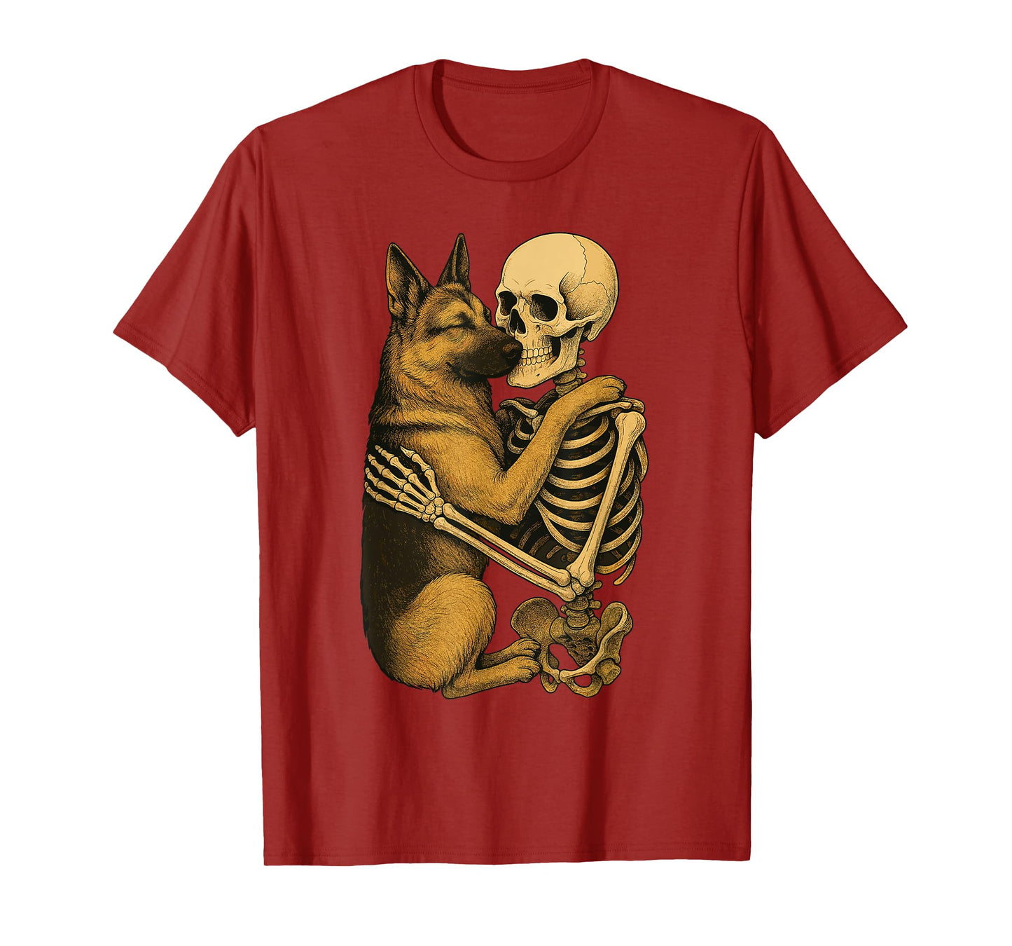 Skeleton Hugging German Shepherd T-Shirt