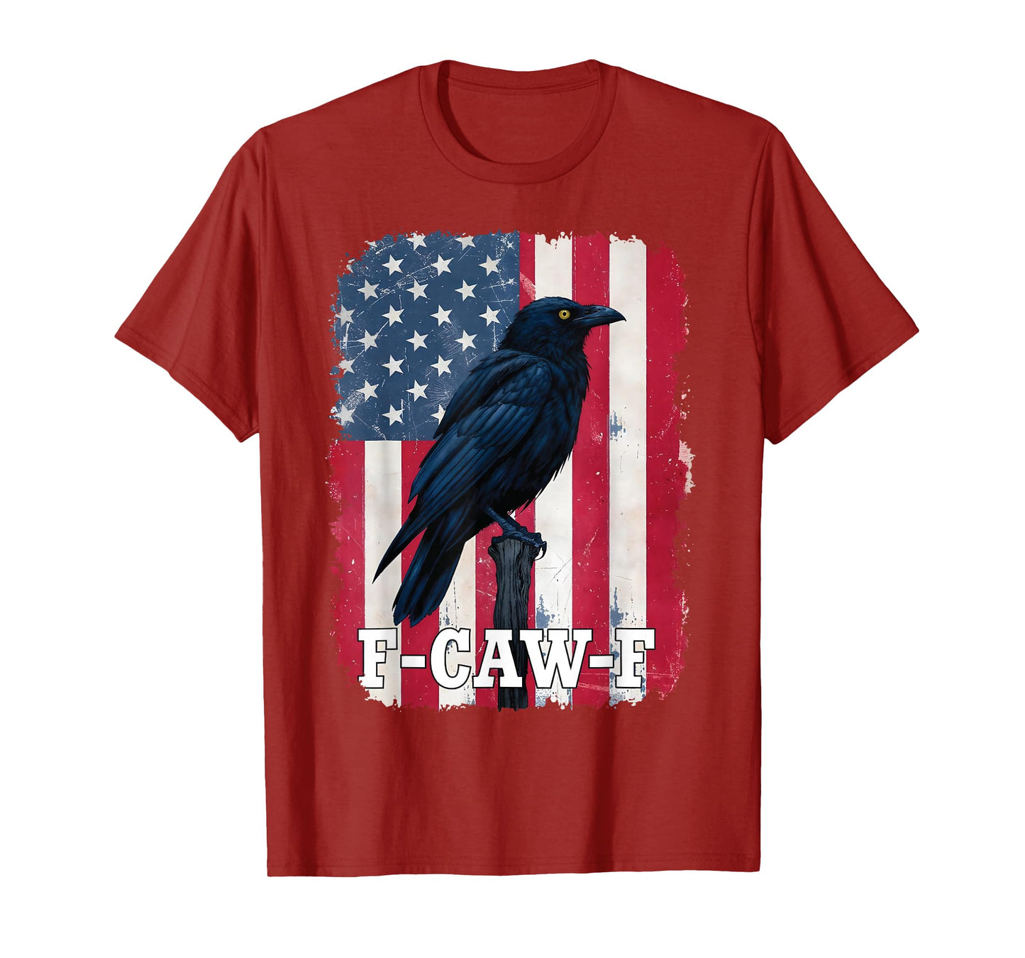 F-Caw-F Black Bird Crow Retro USA Flag Vintage F Caw F T-Shirt