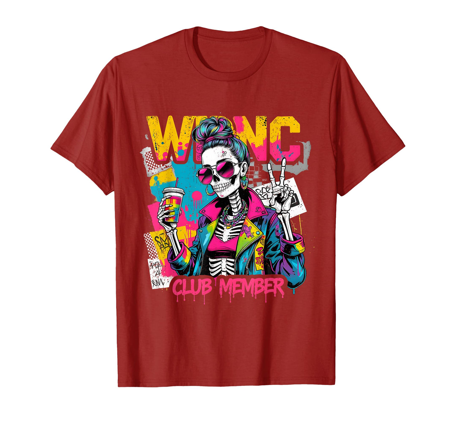 We Do Not Care Club Member Retro Skeleton Style T-Shirt