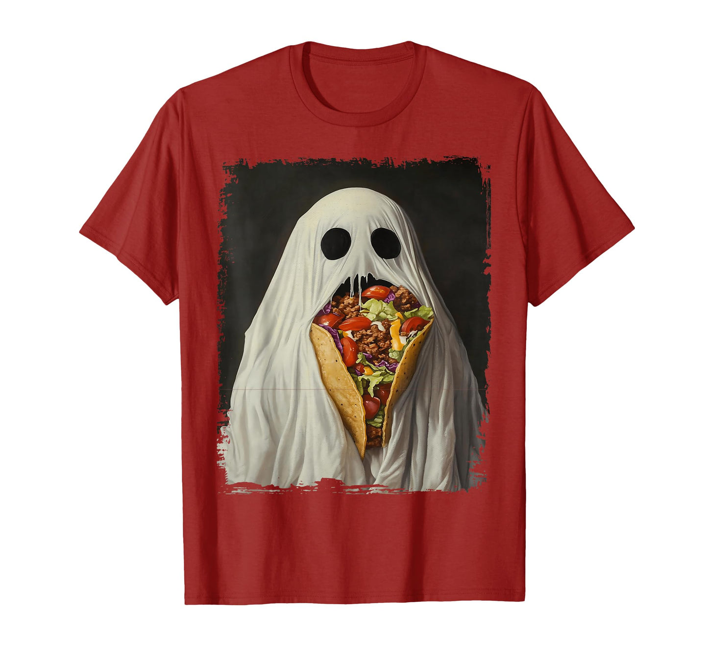 Funny Cute Spooky Ghost Eating Tacos Halloween Food Lovers T-Shirt