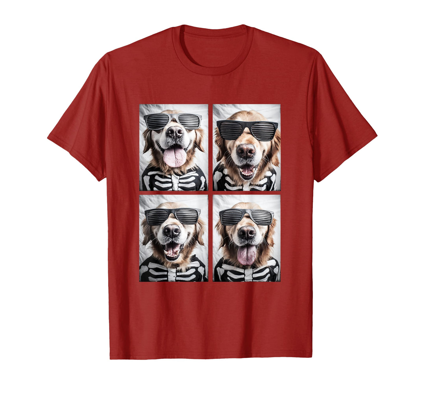 Golden Retrievers with Sunglasses Skeleton Costume Halloween T-Shirt