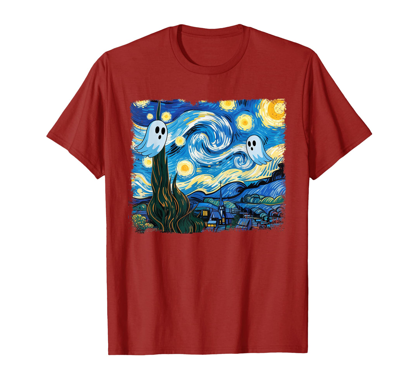 Funny Halloween Boo Sheet Ghost Starry Night Van Gogh Boys T-Shirt