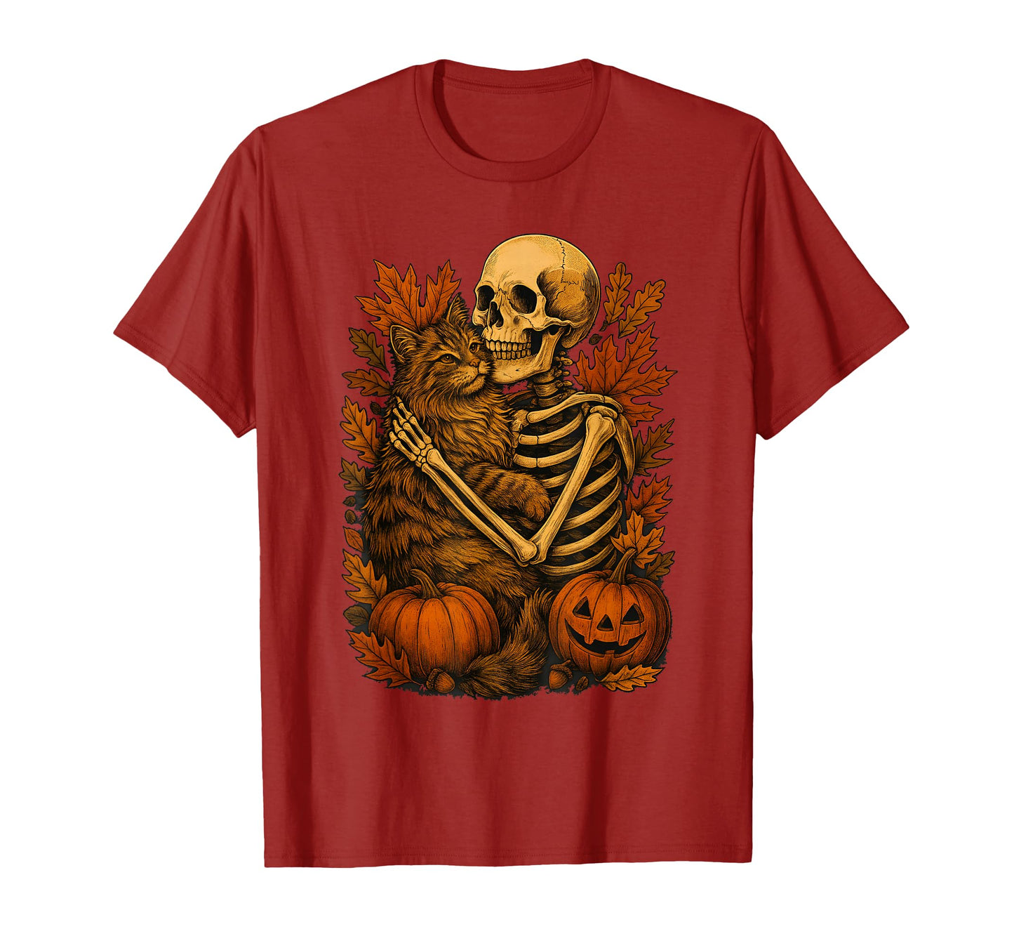 Skeleton Hugging Maine Coon T-Shirt