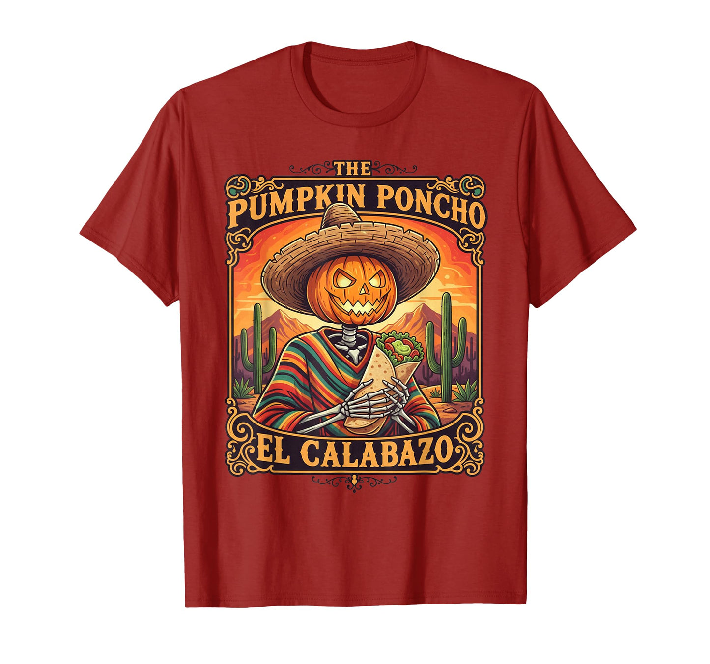 Funny Halloween Tacos Mexican Jack O’ Lantern El Calaboza T-Shirt