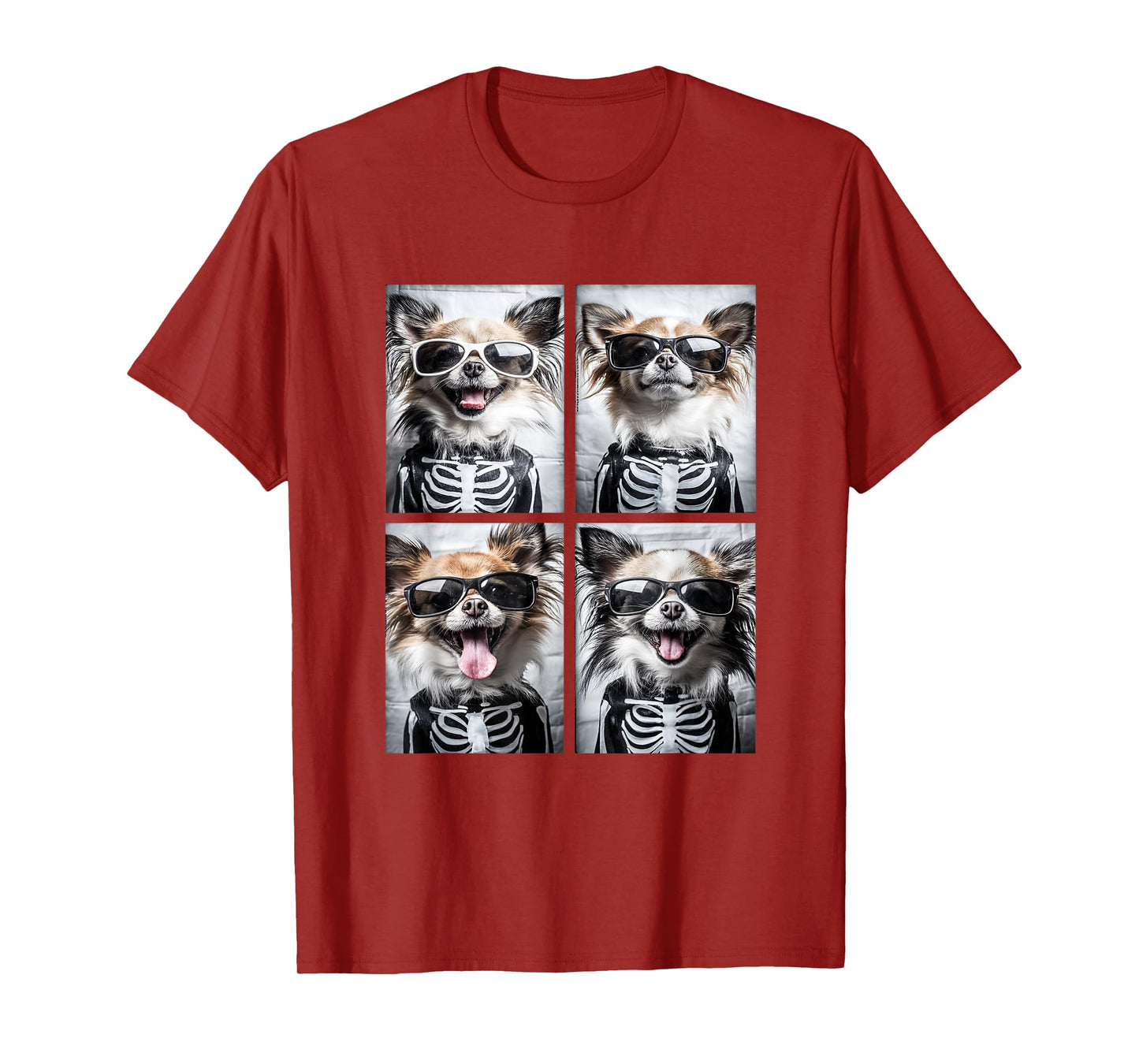 Cute Chihuahuas with Sunglasses Halloween Skeleton Costume T-Shirt