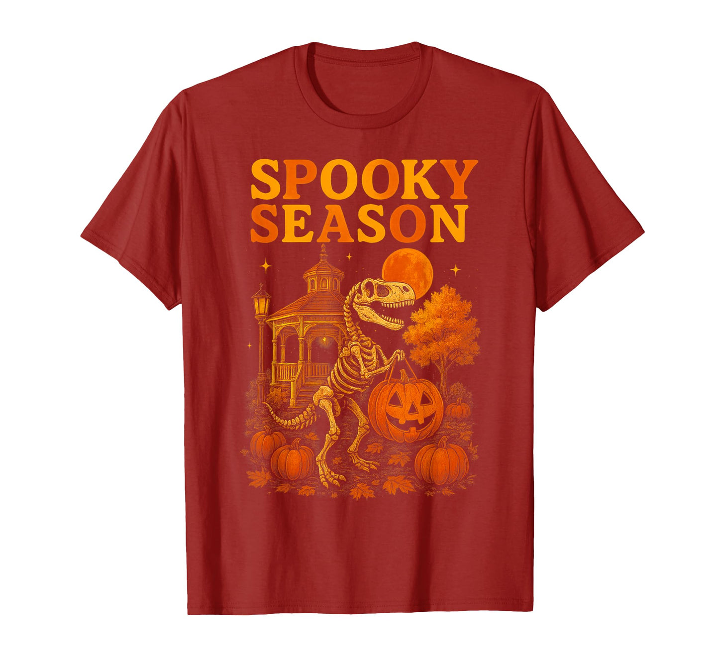HUGvyn Dinosaur Spooky Halloween Gazebo T Rex Skeleton Kids T-Shirt
