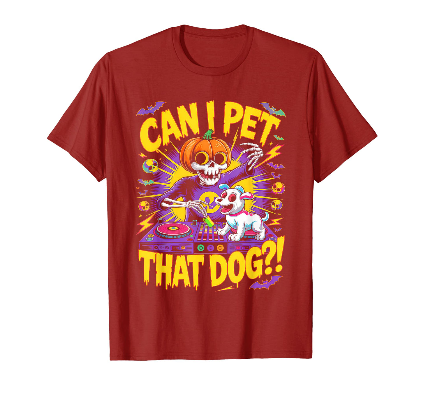 Can I Pet That Dog?! Funny DJ Skeleton Halloween Bootleg T-Shirt