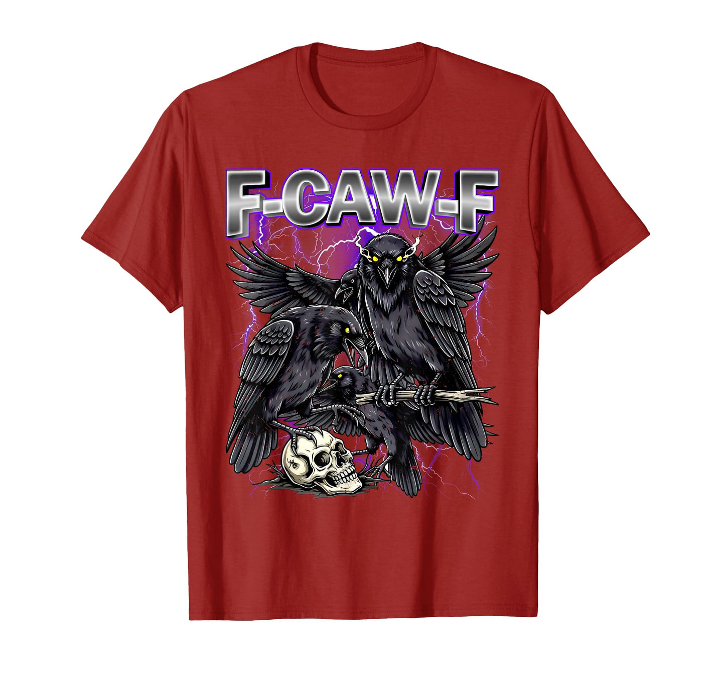 Funny Crow F-CAW-F Graphic Gothic Black Raven Moon Halloween T-Shirt