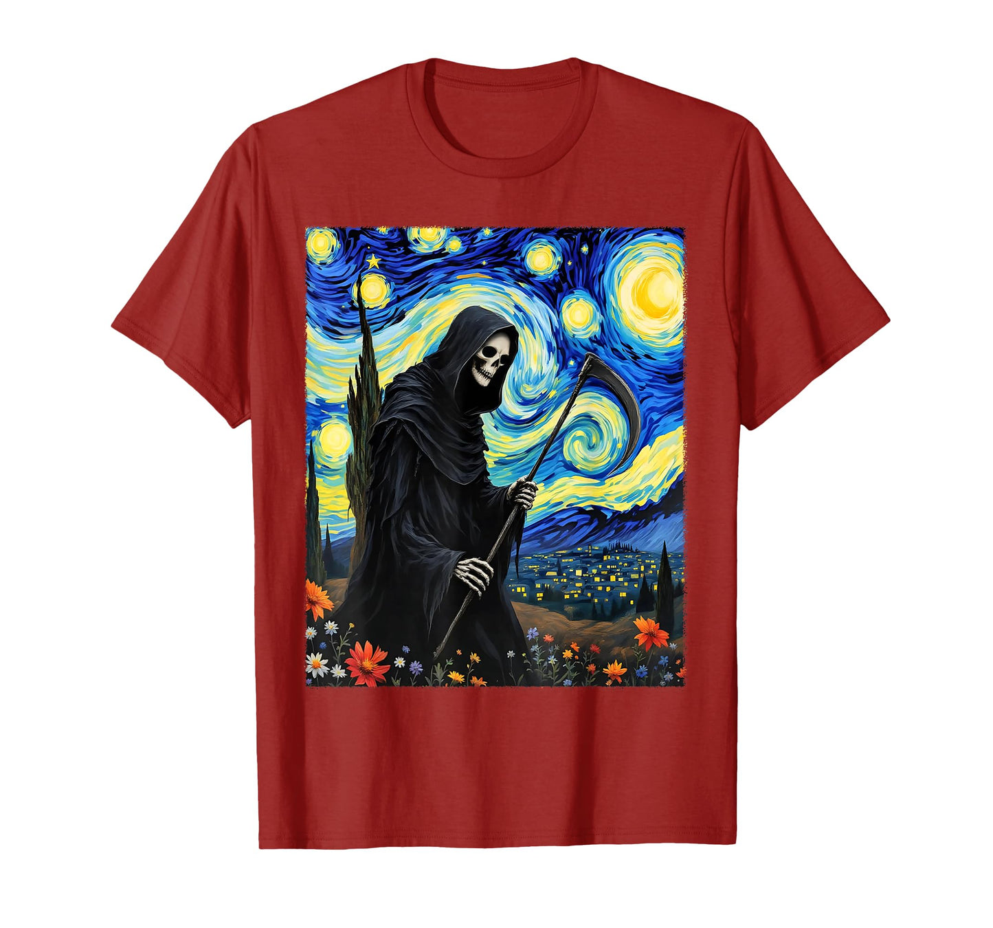 Grim Reaper Van Gogh Inspired Halloween Party Costume T-Shirt