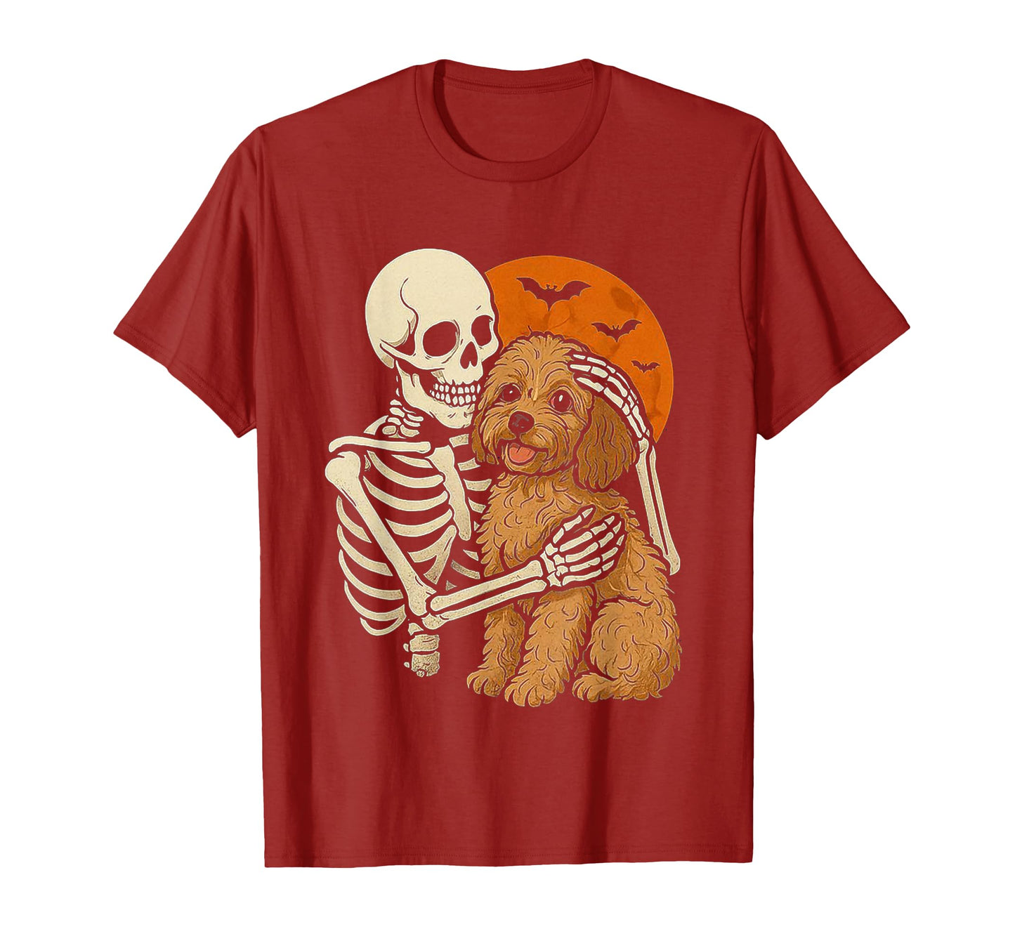 Skeleton Hugging Cavapoo Cockapoo Halloween Lover Mom Dad T-Shirt