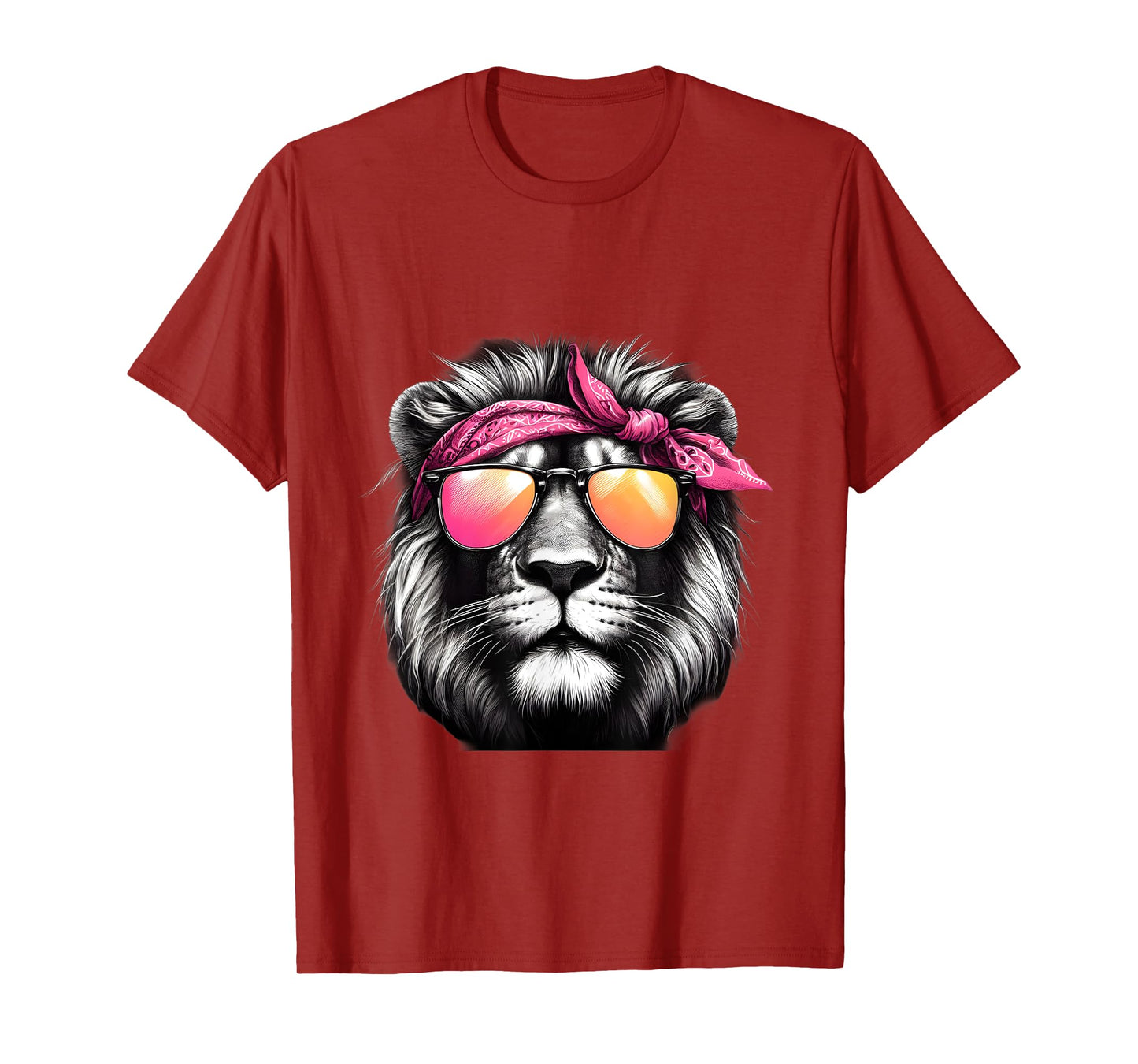 Lion Wearing A Pink Bandana Headband And Sunglasses T-Shirt