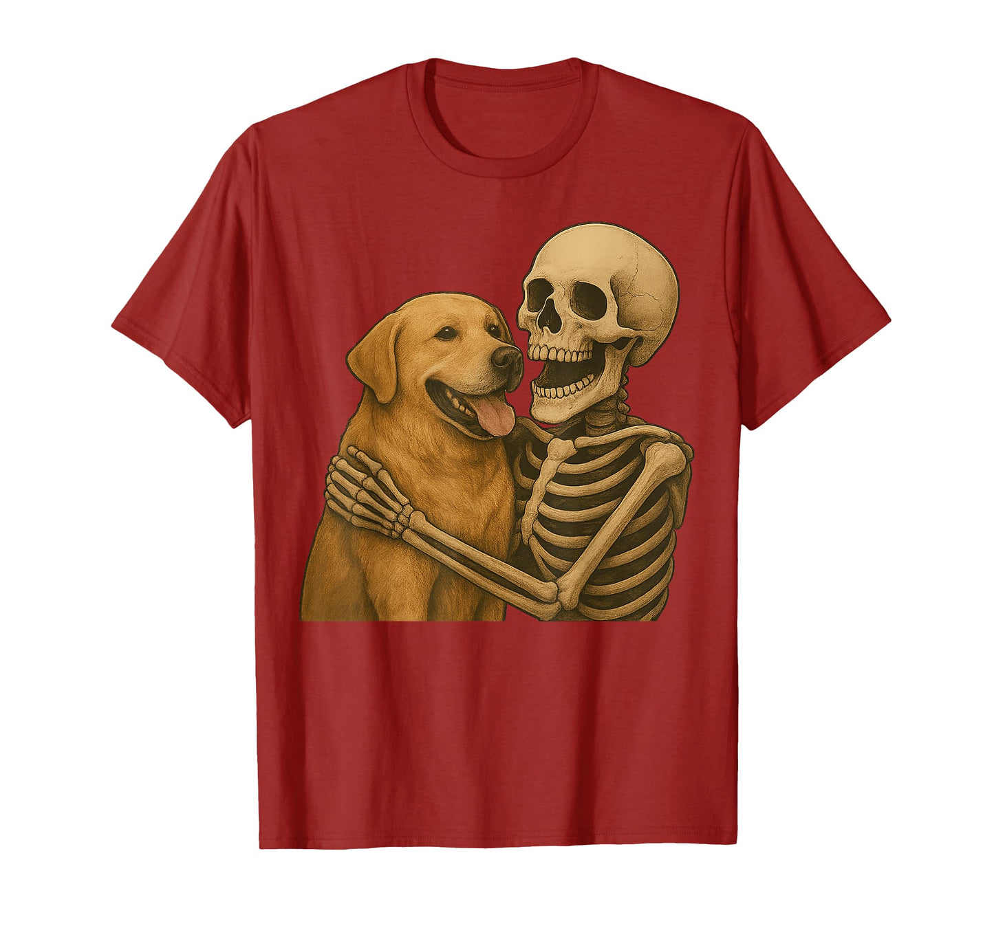 Skeleton Hugging Labrador Retriever Halloween Dog Mom Dad T-Shirt