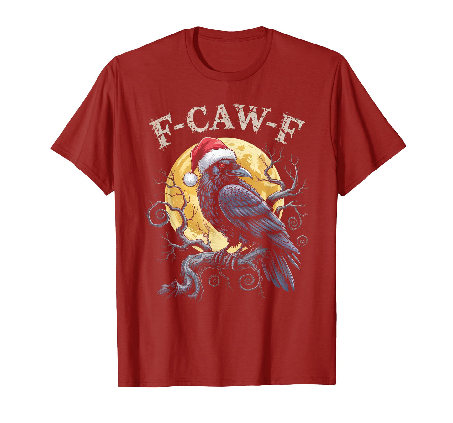 Funny Crow F-CAW-F Black Bird, Gothic Christmas Santa Hat T-Shirt