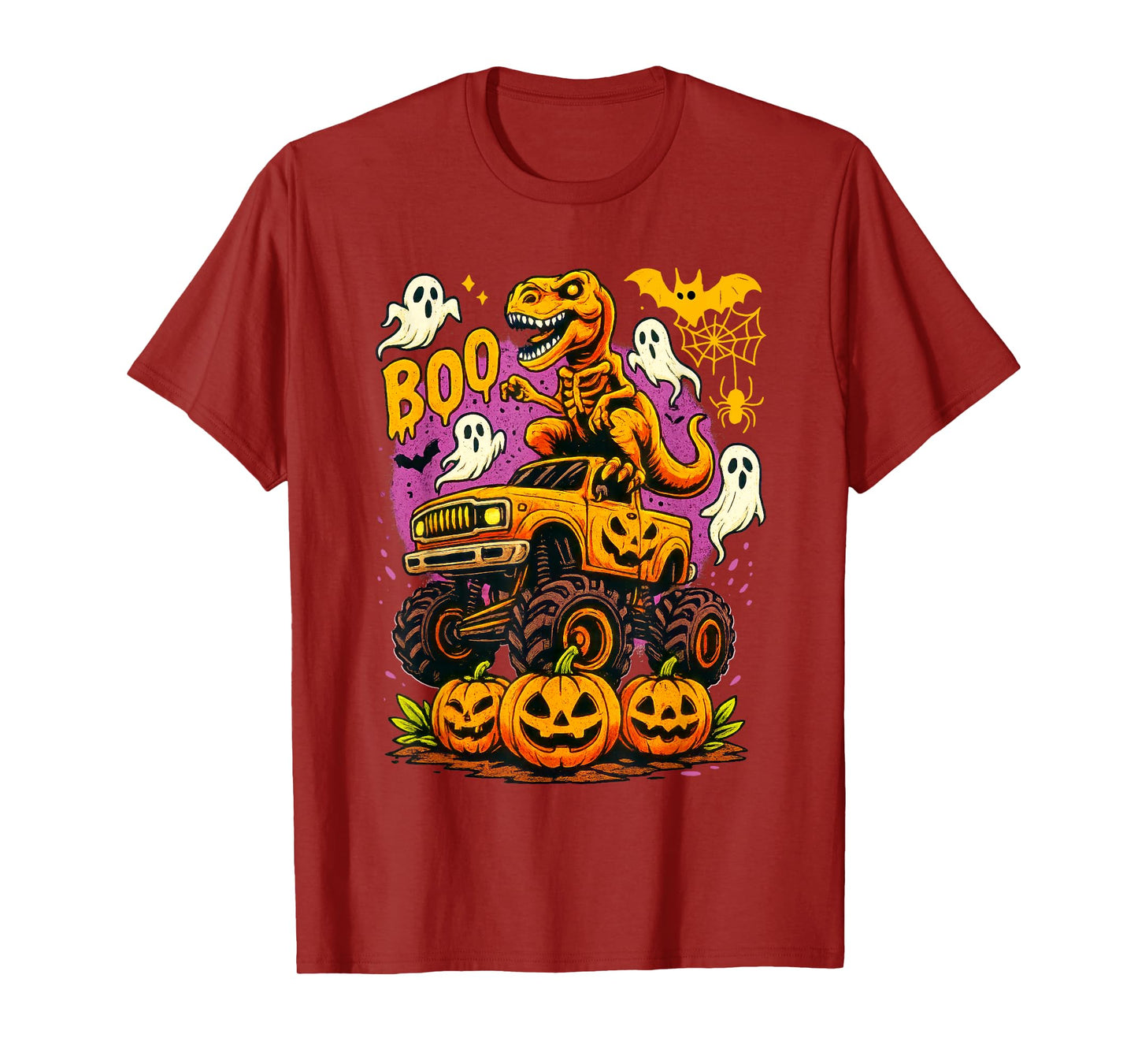 Zombie Dinosaur T Rex Monster Truck Boo Pumpkin Halloween T-Shirt
