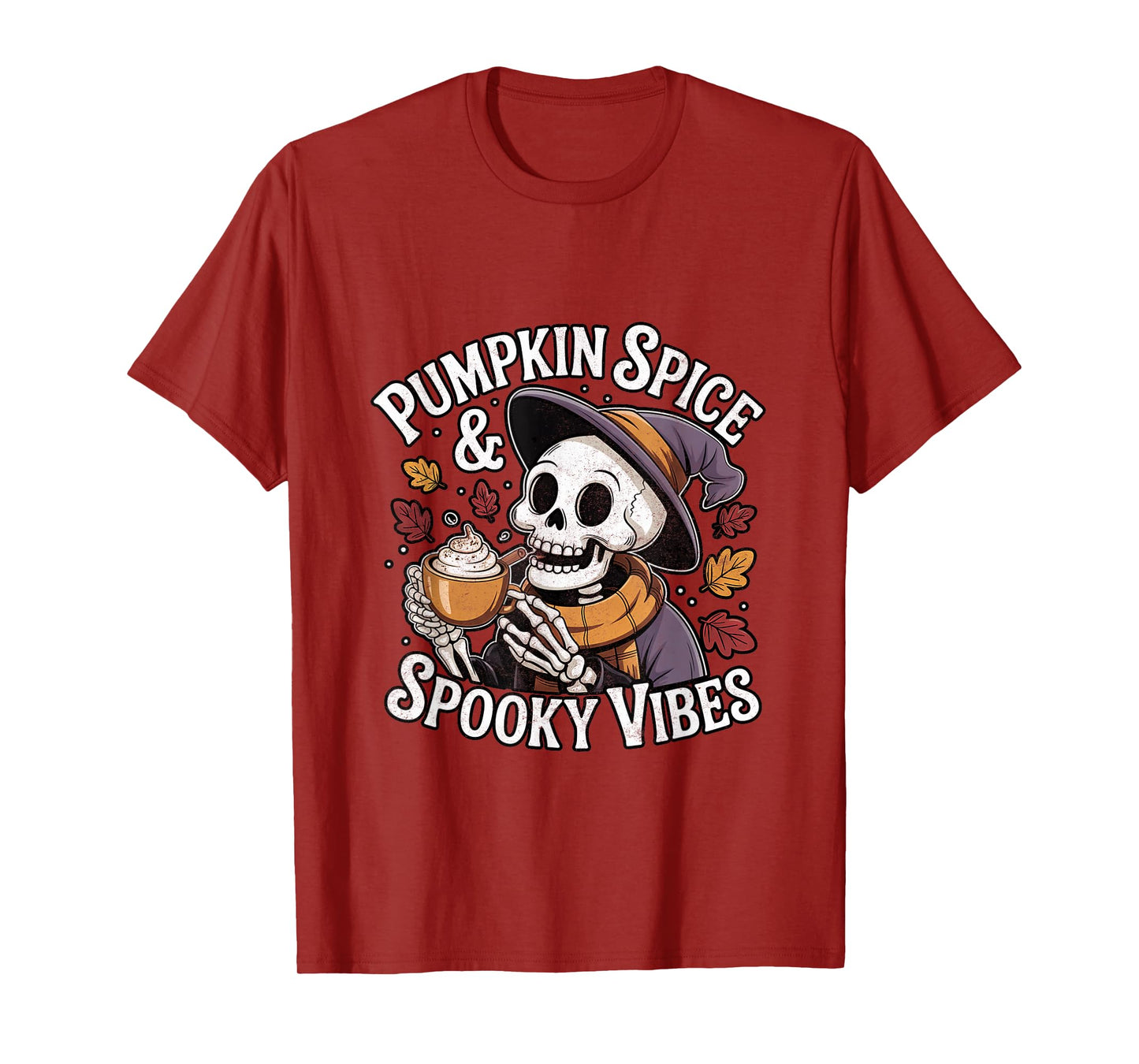 Pumpkin Spice and Spooky Vibes Halloween Woman Cute Funny T-Shirt