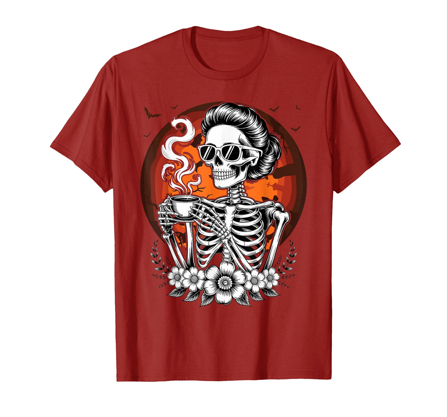Halloween Skeleton Coffee Funny Costume Mom Women Girls Teen T-Shirt