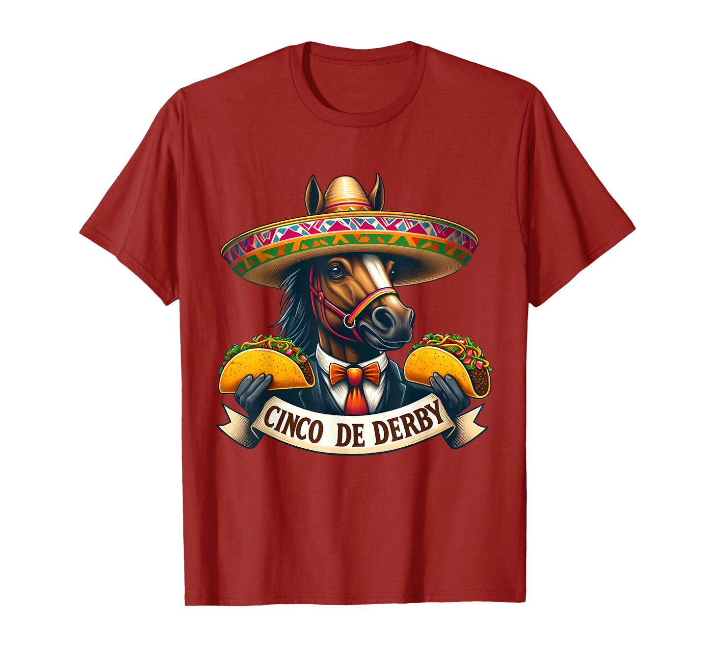 Funny Taco Horse Racing Vintage Cinco De Derby Horse T-Shirt