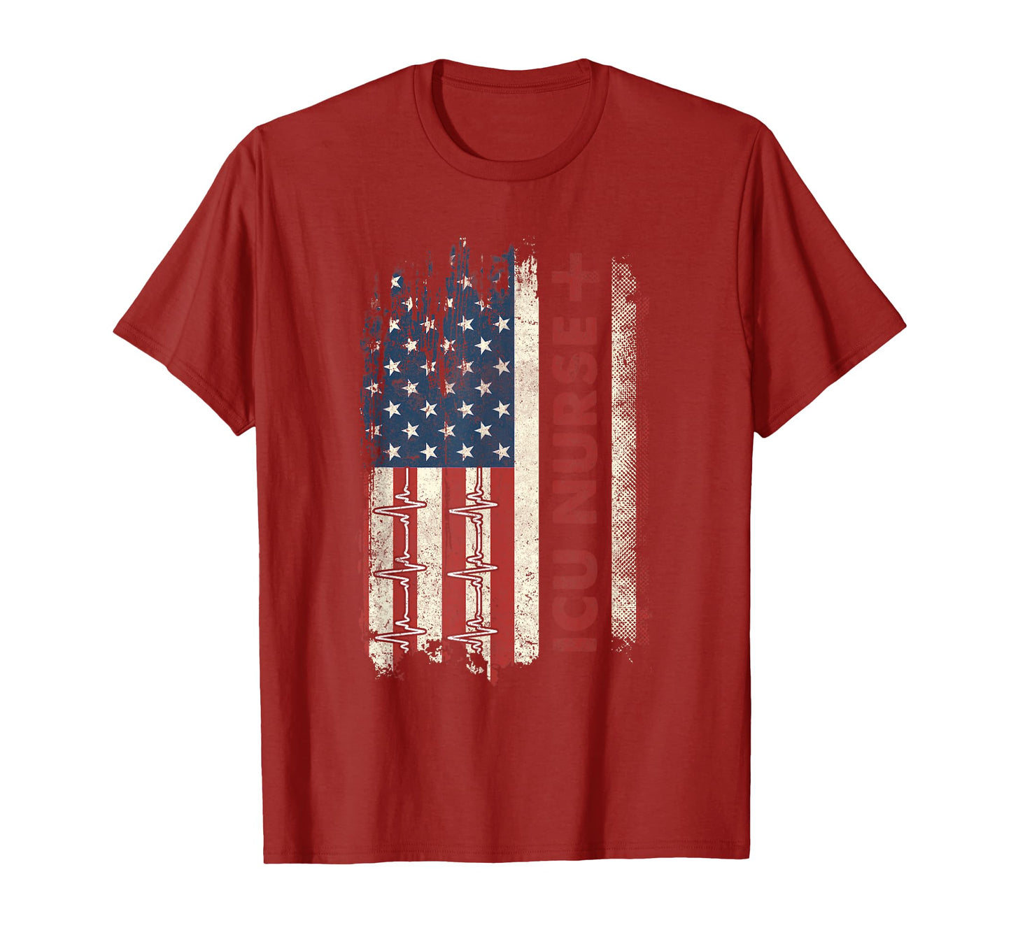 ICU Nurse Flag Patriotic Nurse 4th Of July American Flag T-Shirt