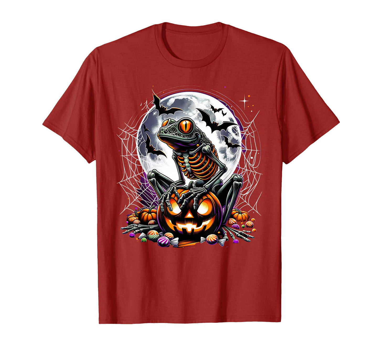 Halloween Frog Skeleton Spooky Pumpkin Jack o Lantern T-Shirt