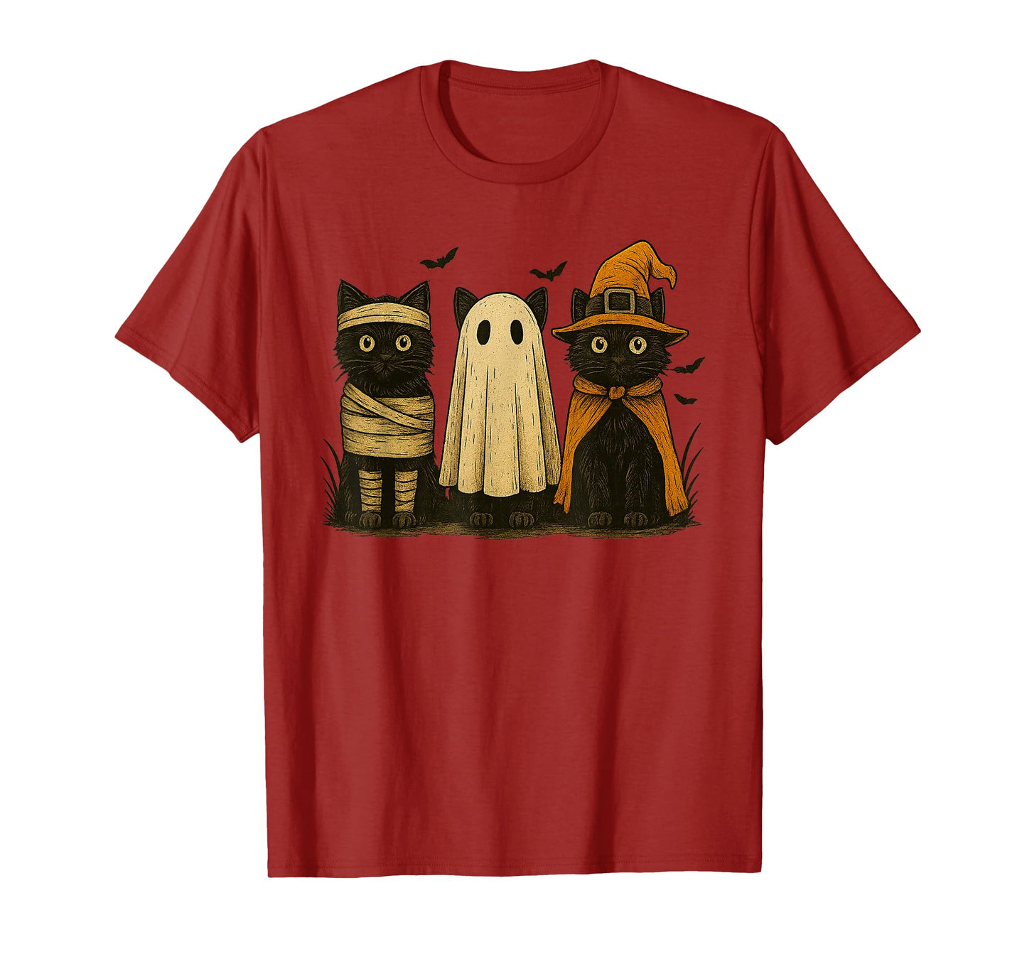 Funny Black Cat Ghost Witch Halloween Costume Men Women Kids T-Shirt