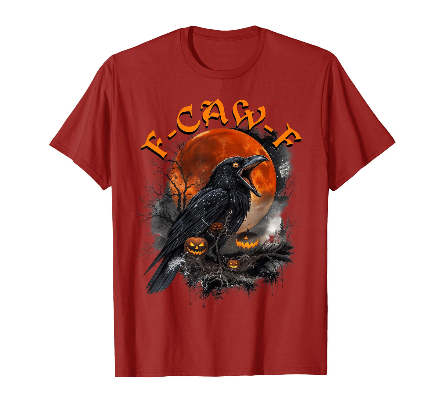 Gothic Halloween Crow F-Caw-F Funny T-Shirt