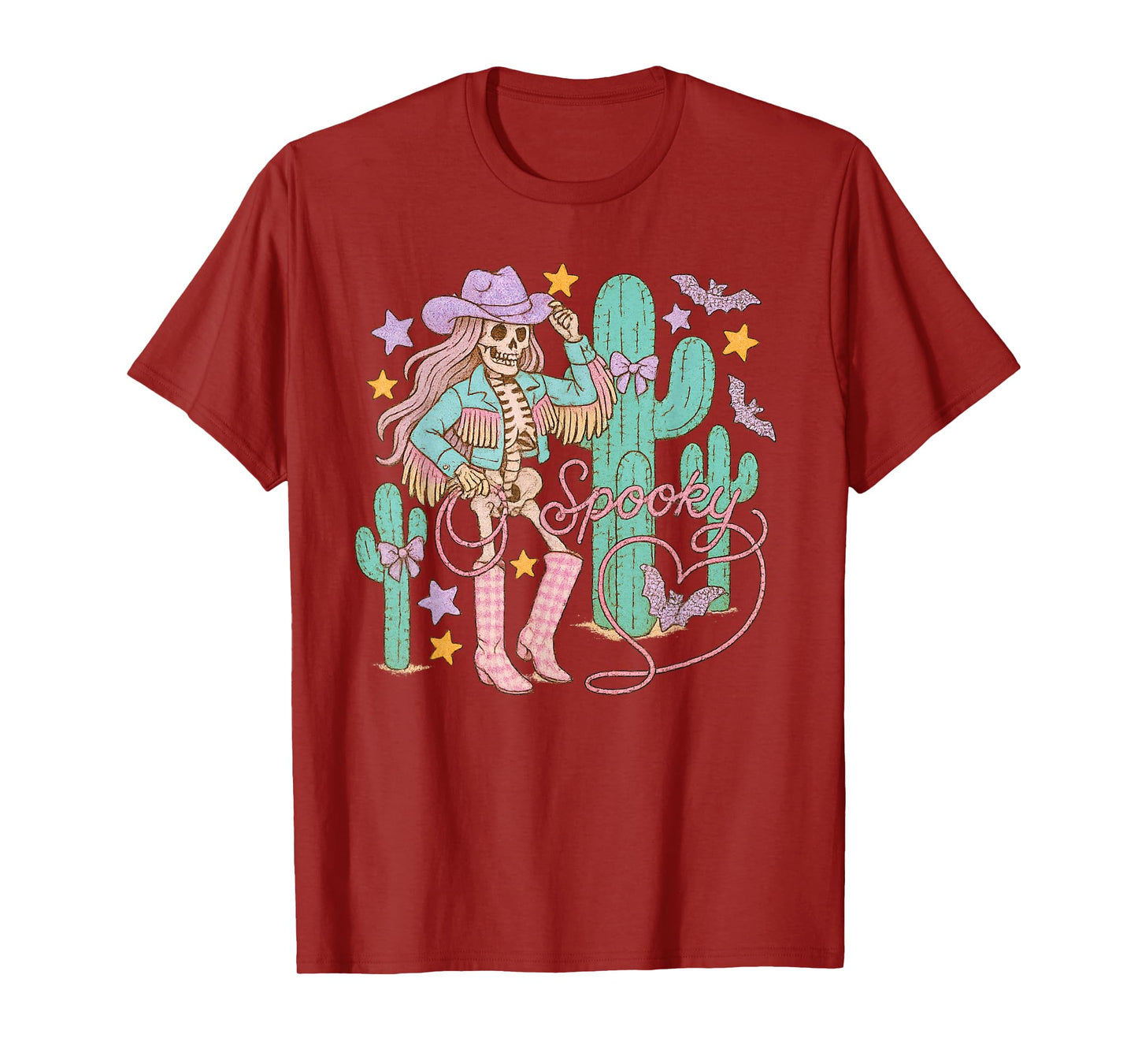 Spooky Cowgirl Skeleton Ghost Halloween Western T-Shirt