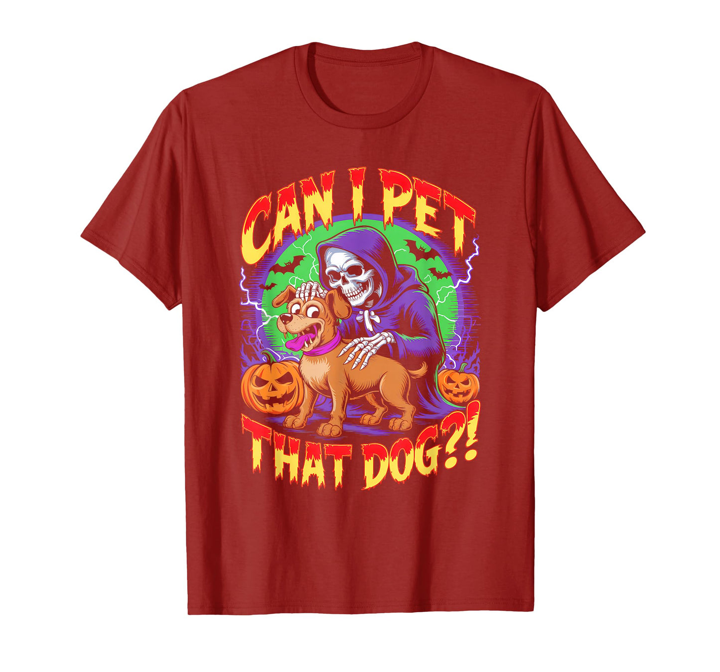 Can I Pet That Dog?! Funny Skeleton Halloween Bootleg T-Shirt