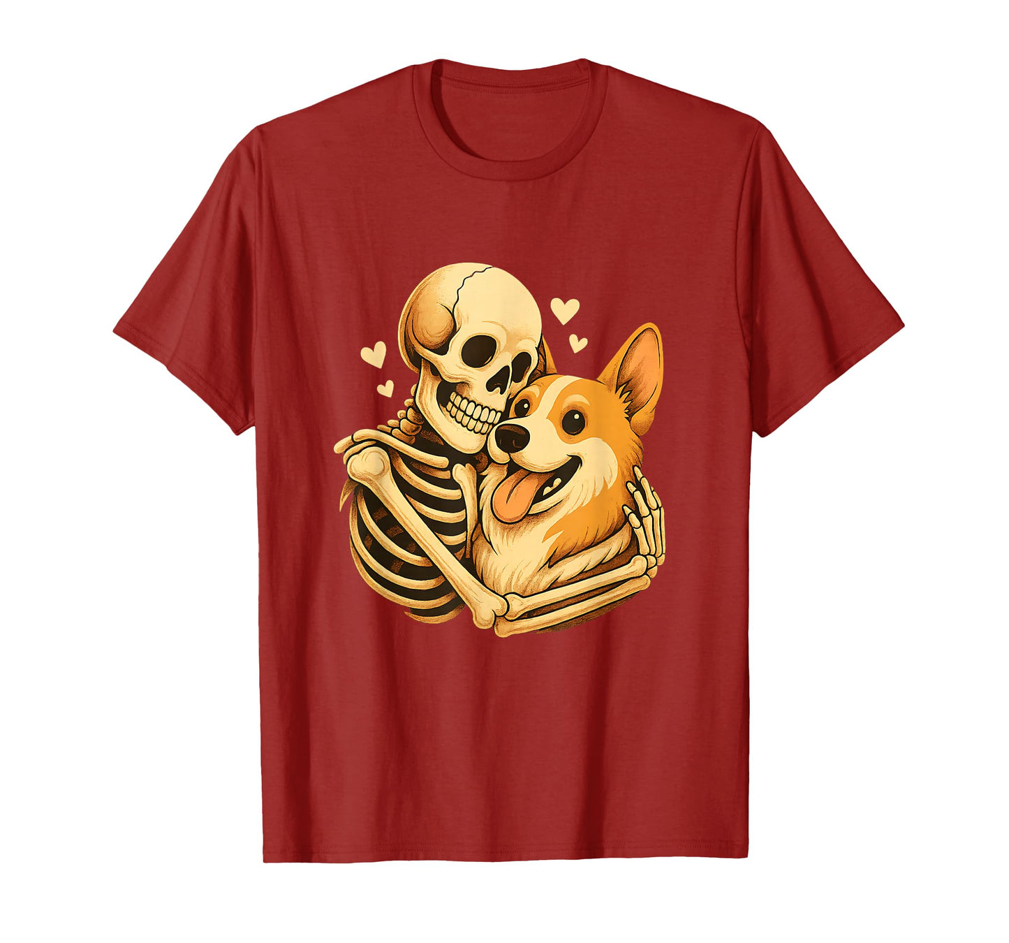 Halloween Skeleton Hugging Corgi Dog Cute Spooky Style T-Shirt