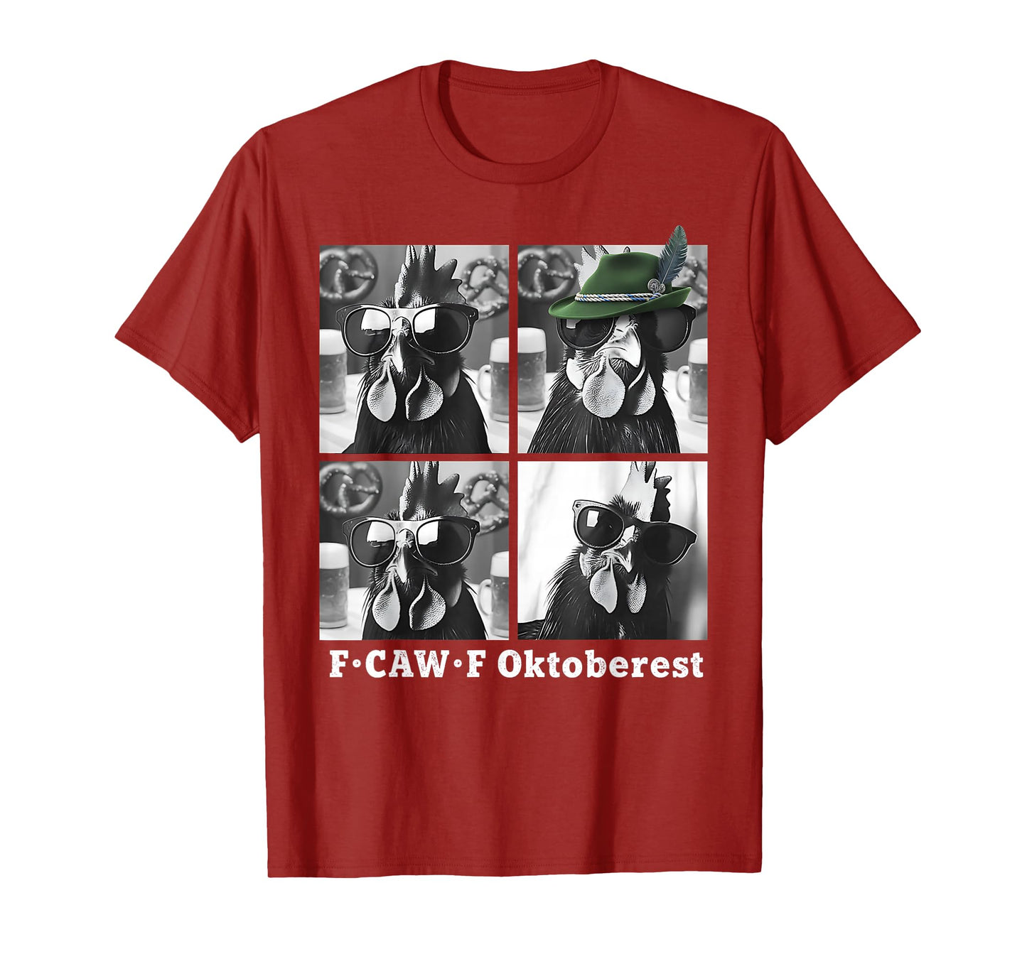 Rooster Chicken Oktoberfest Sunglasses Photobooth Selfie T-Shirt