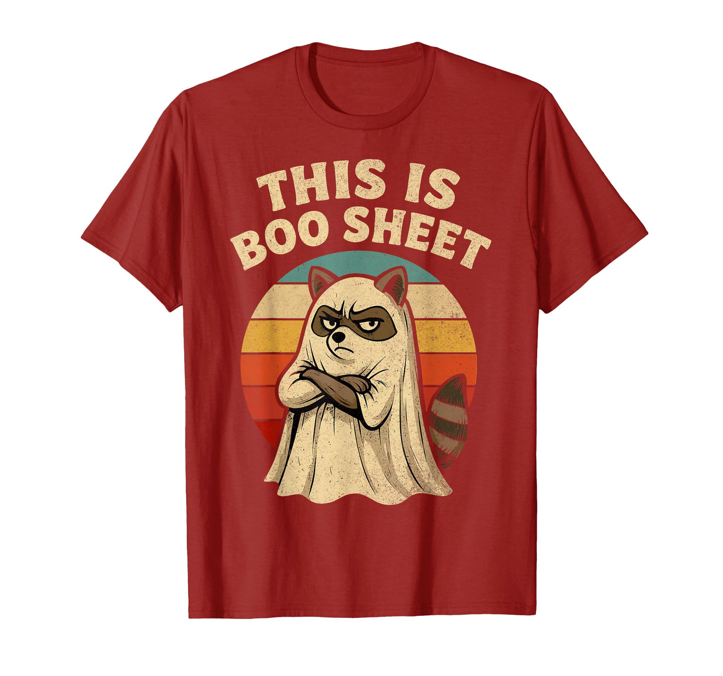 Retro Halloween Raccoon This is Boo Sheet Ghost Men Women T-Shirt