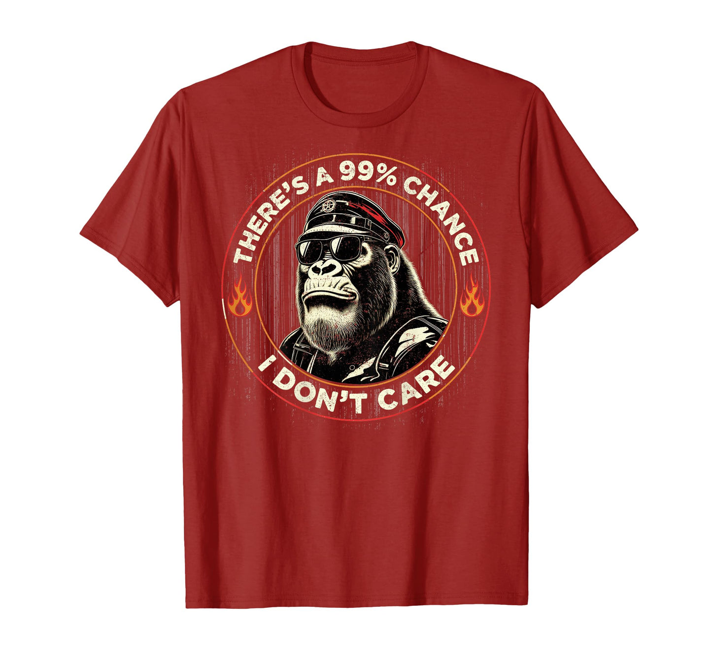 Funny Monkey There's A 99% Chance I Don't Care Men (On Back) T-Shirt