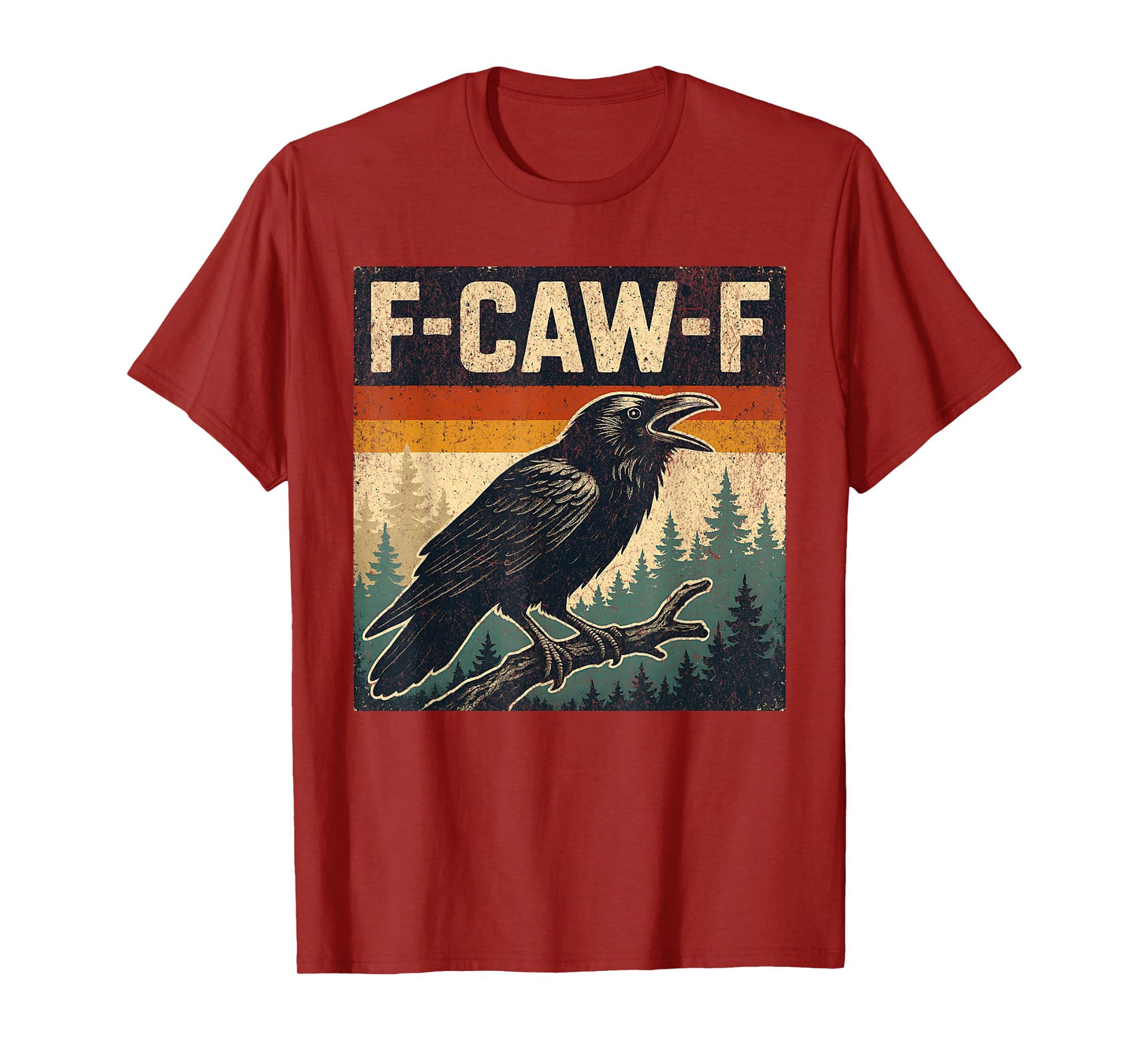 Vintage Crow F-Caw-F Funny Raven Retro Forest Design T-Shirt