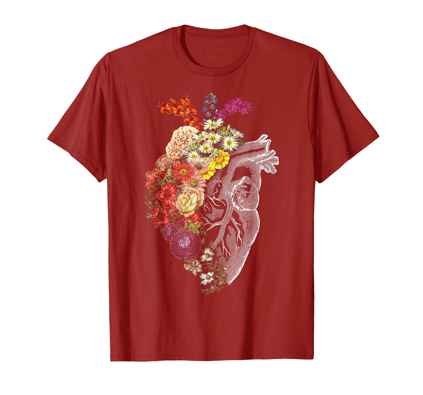 Anatomical Heart And Flowers Funny Nurse Gift For Graduation T-Shirt