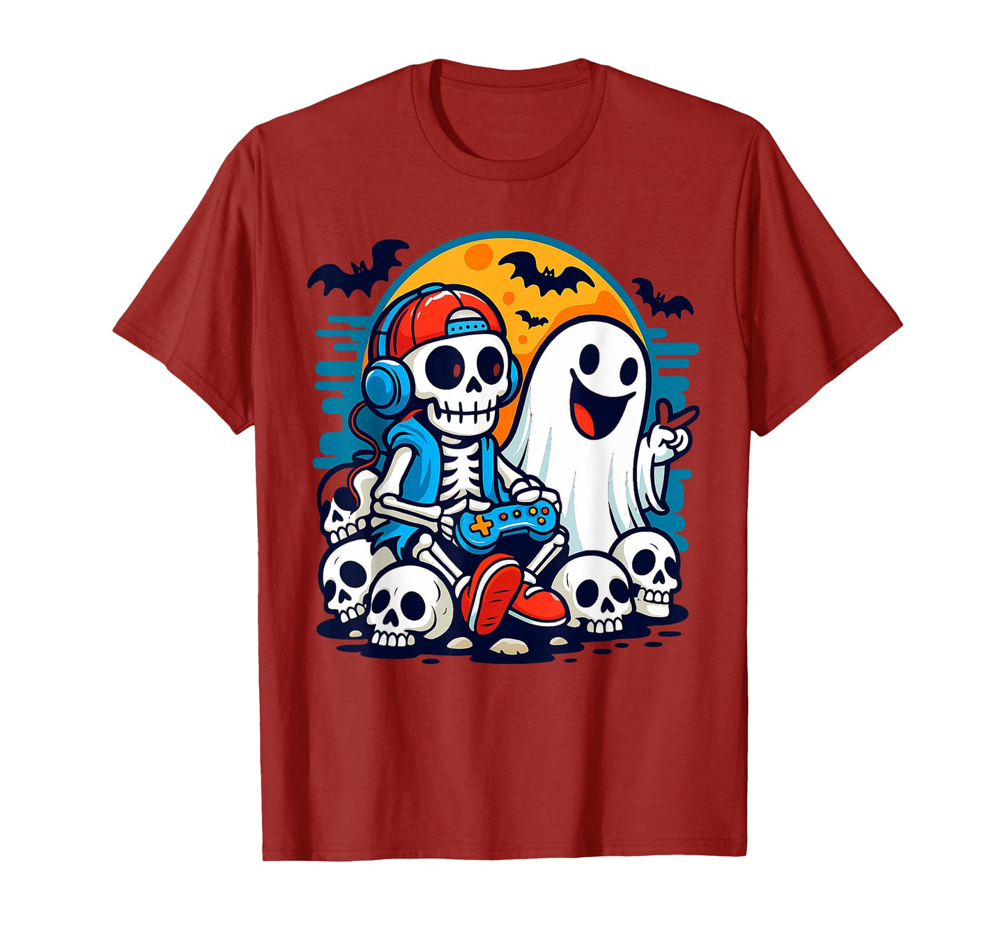 Halloween Skeleton Gamer Video Gaming Funny Skeleton Gaming T-Shirt