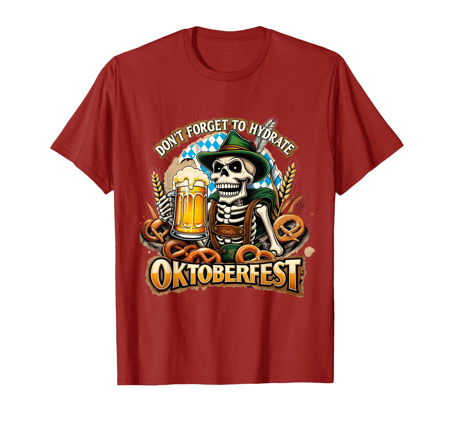 Oktoberfest Skeleton Funny Beer Drinking Hydrate T-Shirt