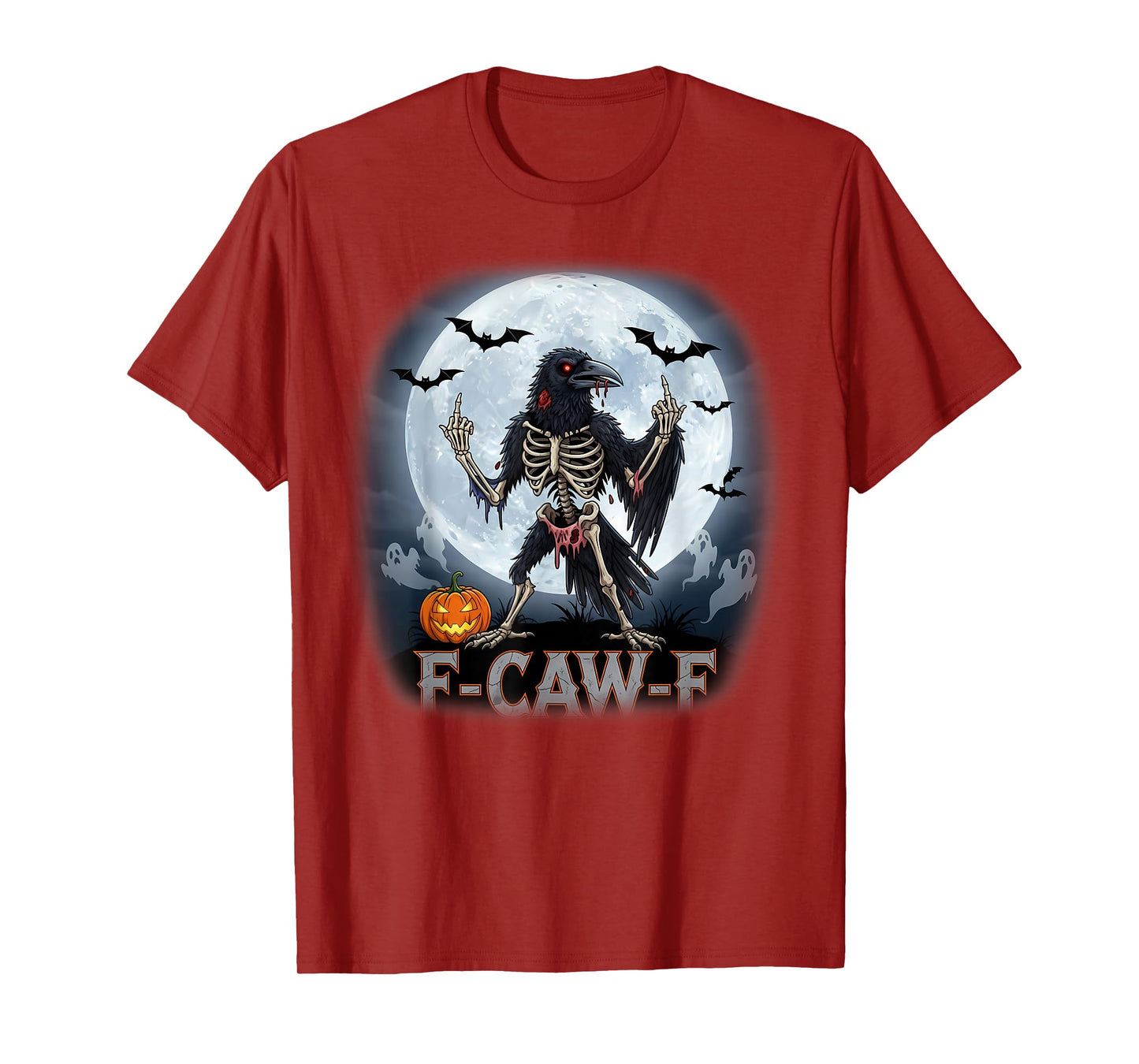 Halloween Tee for Adults Men Women F-Caw-F Crow Black Bird T-Shirt