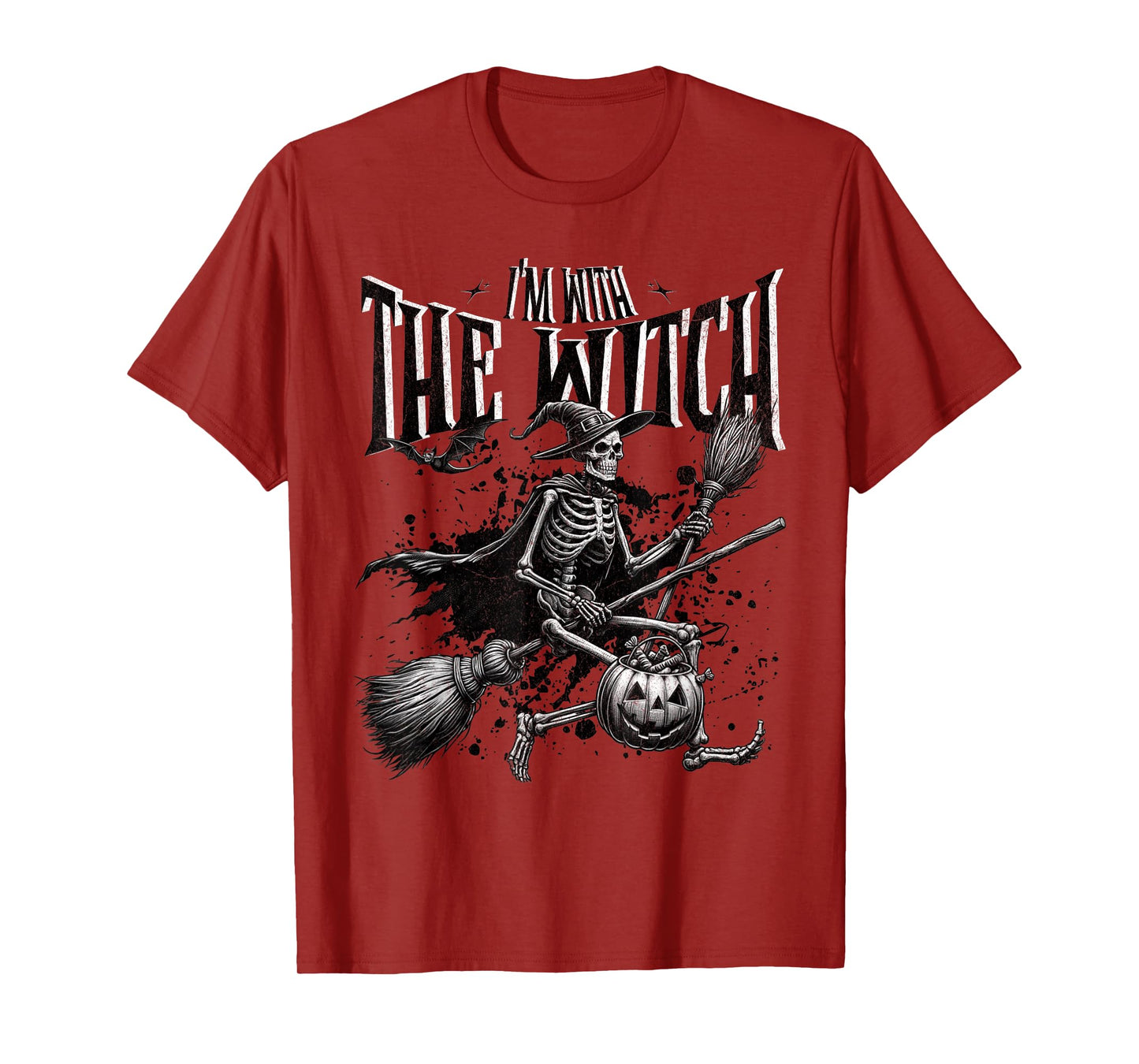 I’m with The Witch Skeleton Halloween Funny Costume Pumpkin T-Shirt