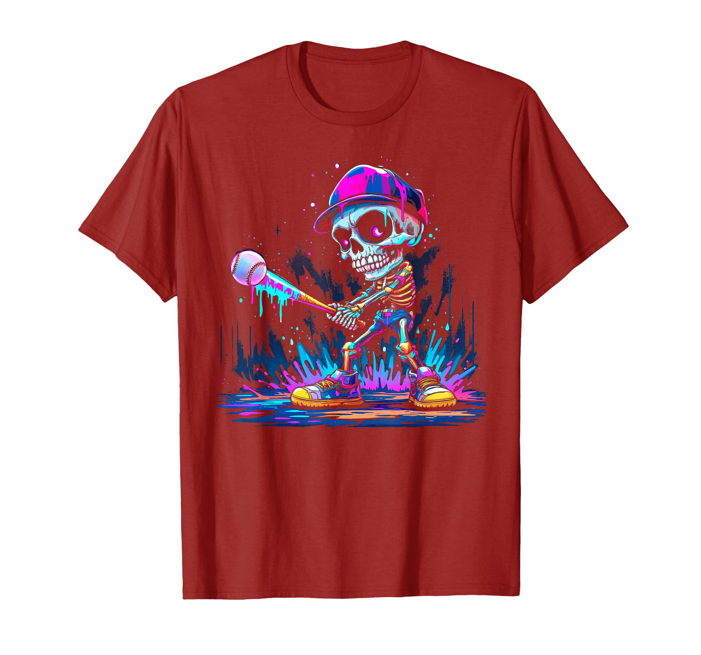 Funny Halloween Drip Baseball Player T-Shirt