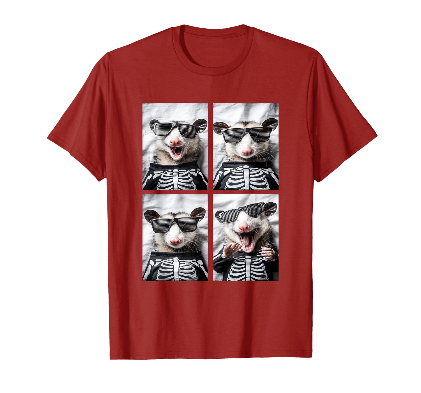 Opossums with Sunglasses Skeleton Costume Funny Halloween T-Shirt