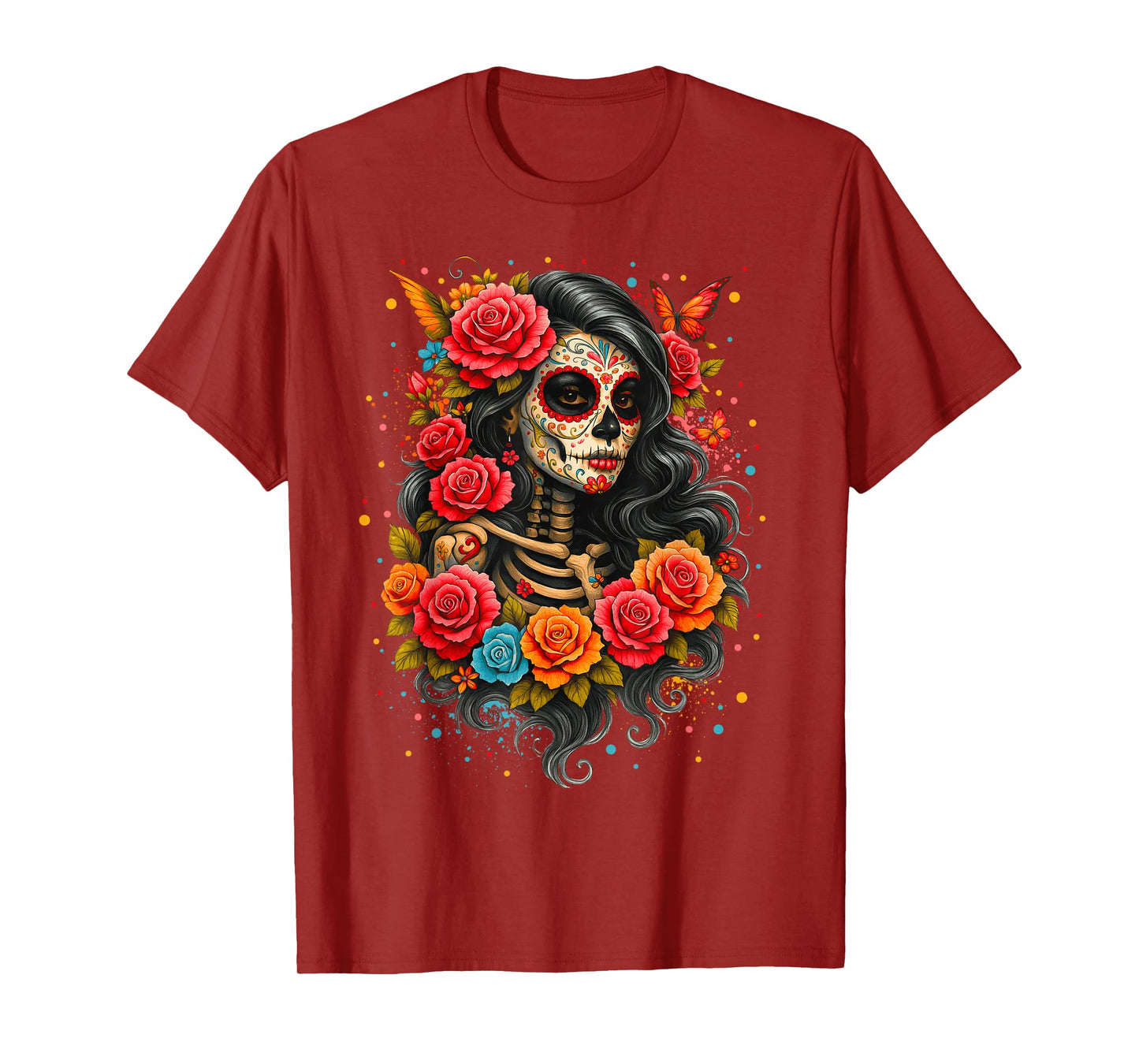 La Catrina Dia de Muertos Day of The Dead Sugar Skull Women T-Shirt